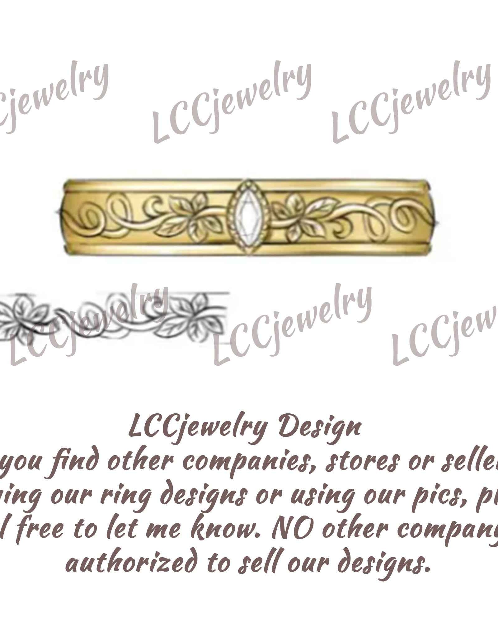 Leaf Inspired | Grape Leaf Moissanite Handmade Wedding Band