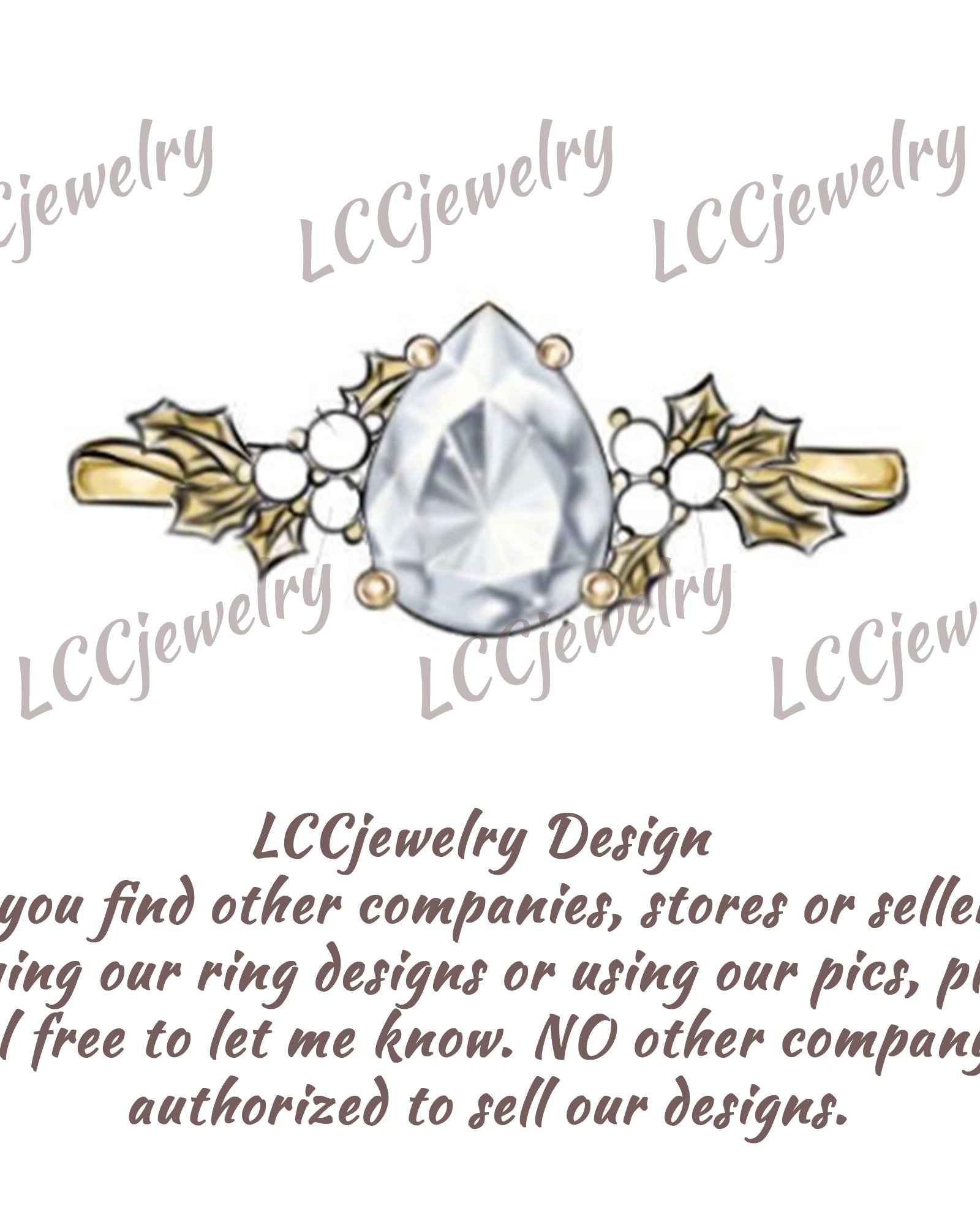 Leaf Inspired | Christmas Ruby Holly Leaves Moissanite Engagement Ring