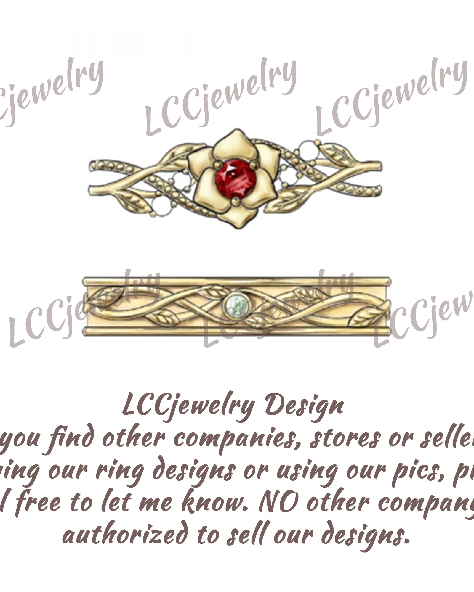 Flower Inspired | Nature Inspired Rose Design Engagement Ring Handmake Ruby Wedding Ring - LCCjewelry