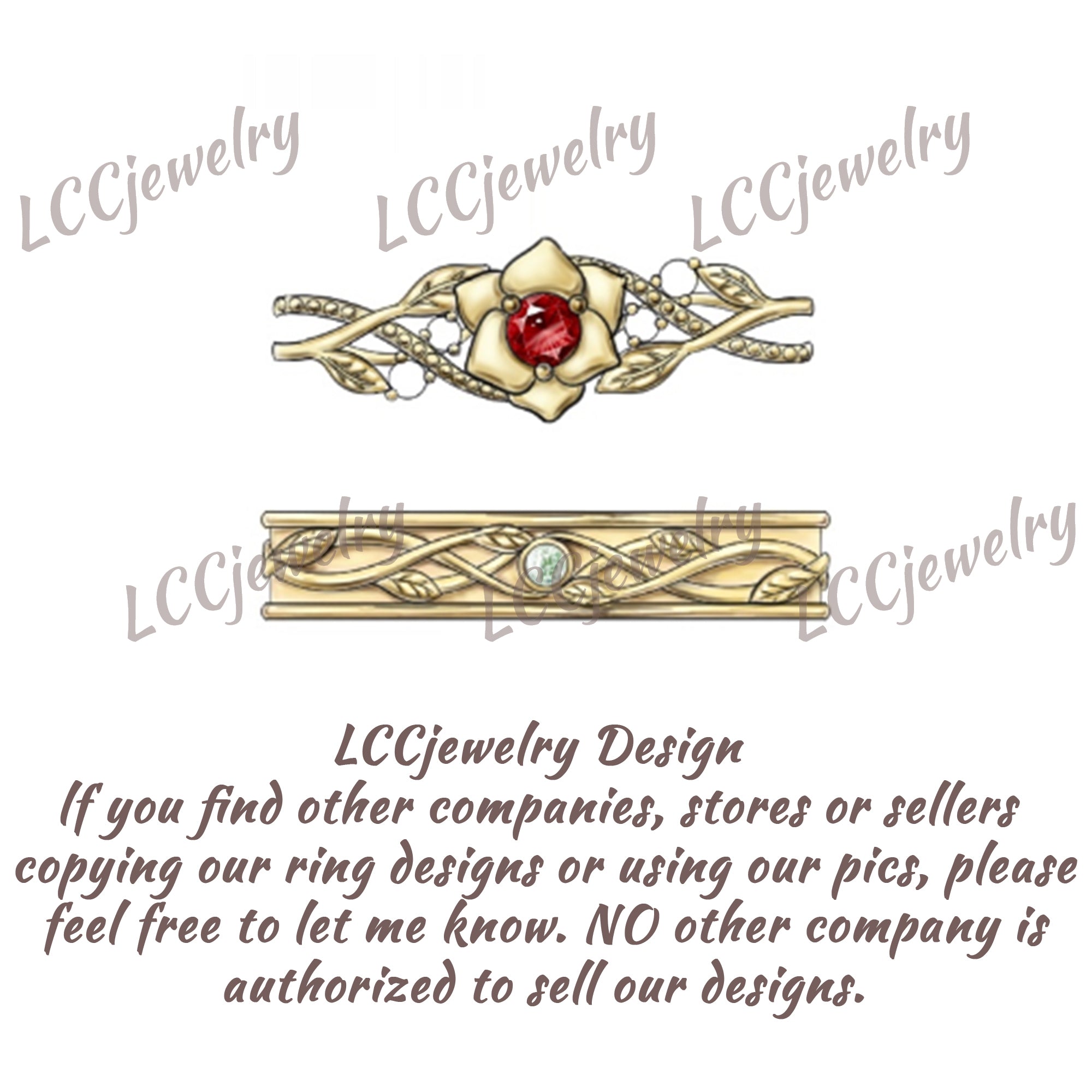 Flower Inspired | Nature Inspired Rose Design Engagement Ring Handmake Ruby Wedding Ring - LCCjewelry