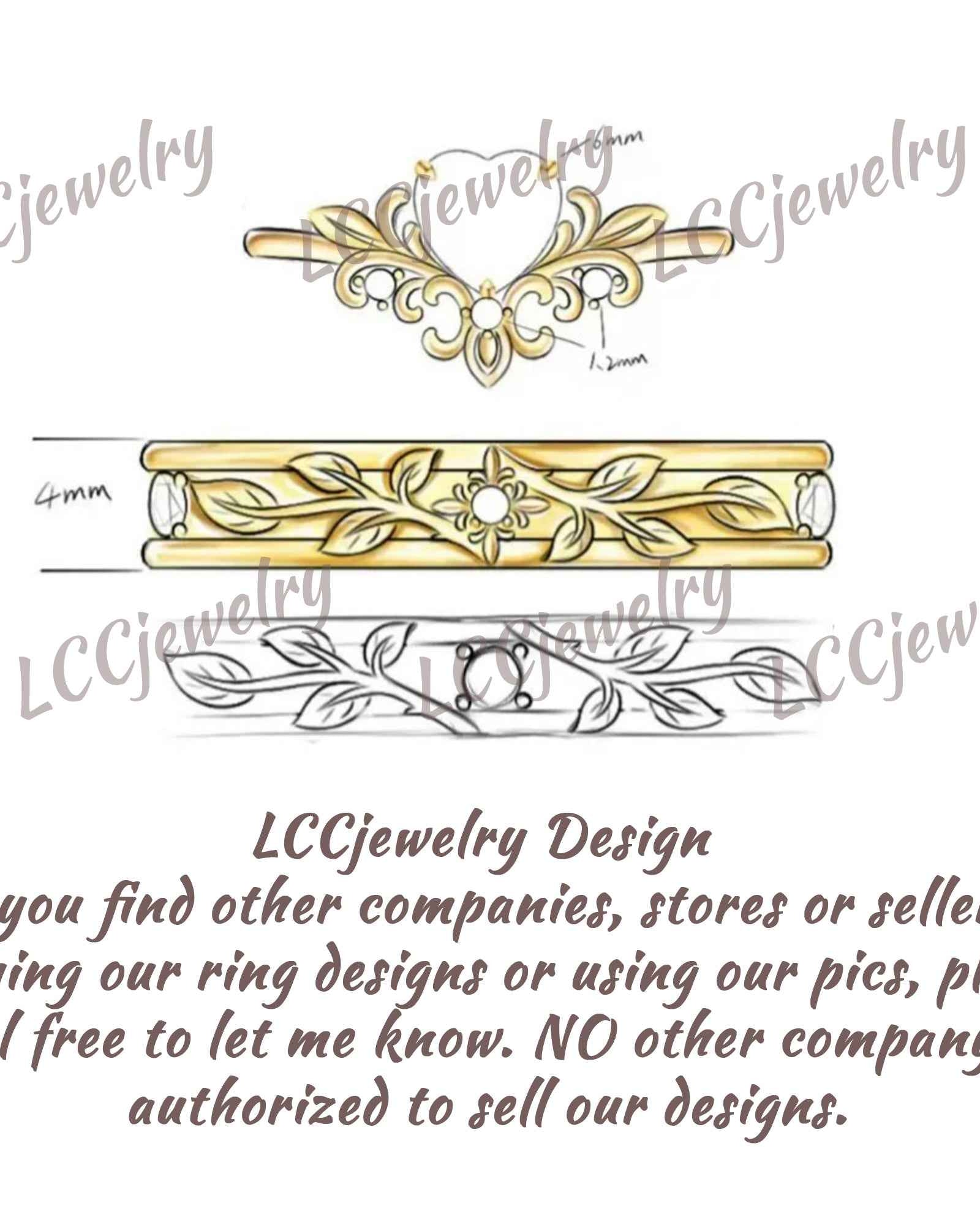 Floral Inspired | 2pcs Moning Glory Design Moissanite Couple Rings