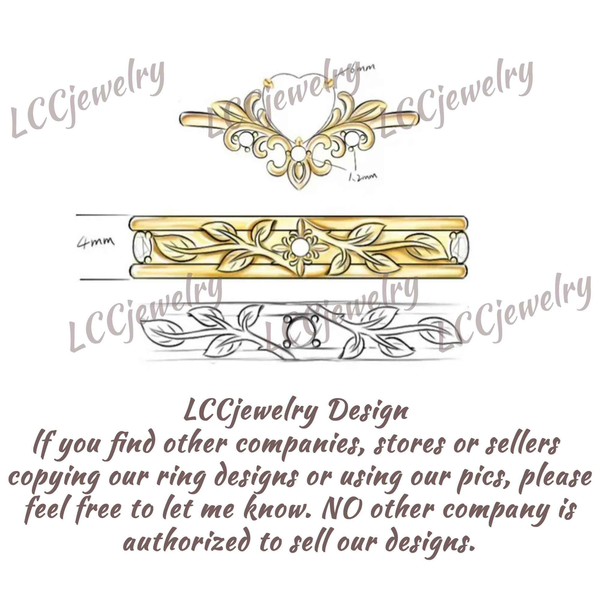 Floral Inspired | 2pcs Moning Glory Design Moissanite Couple Rings