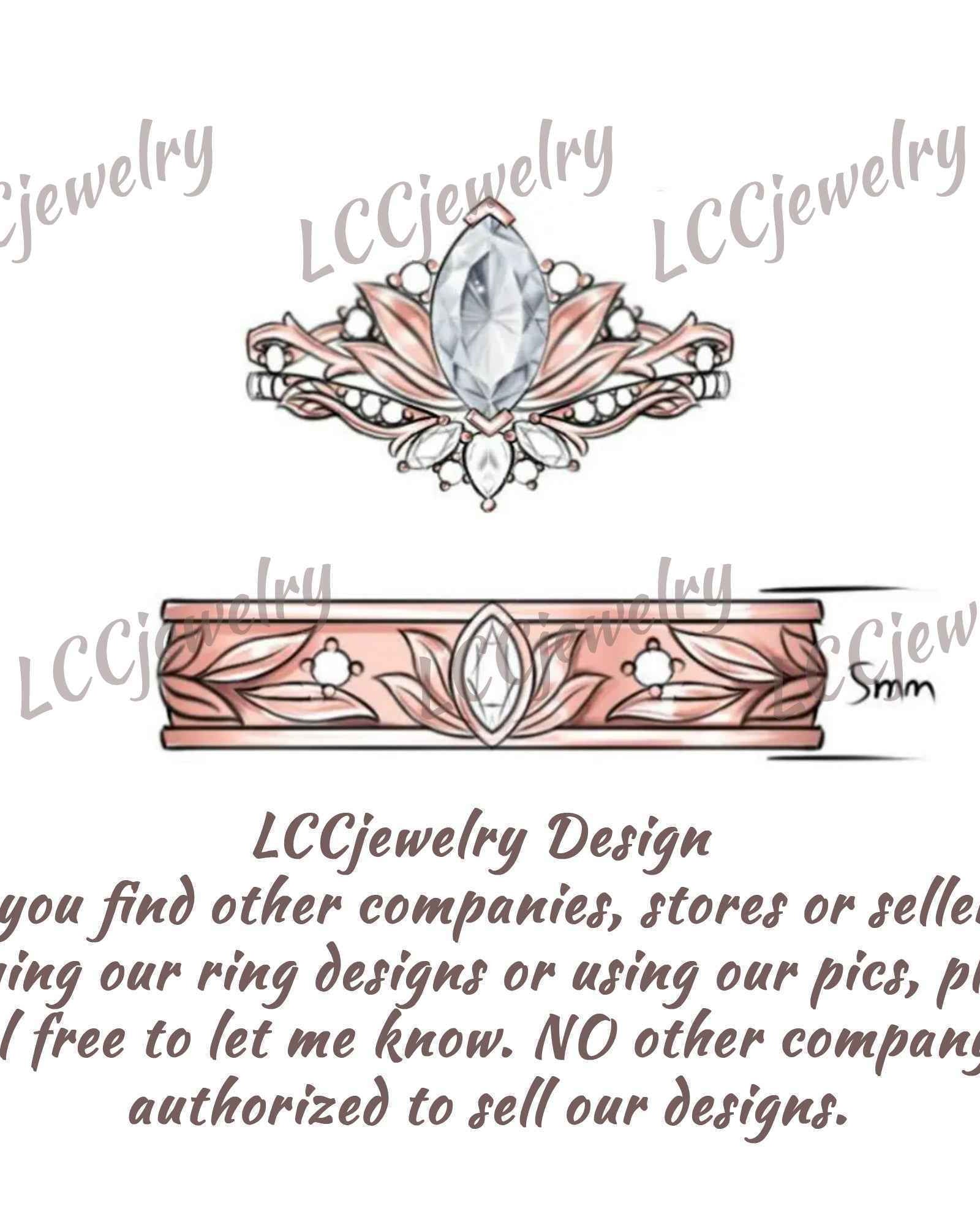 Floral Inspired | Amethyst Water Lily Engagement Ring Set