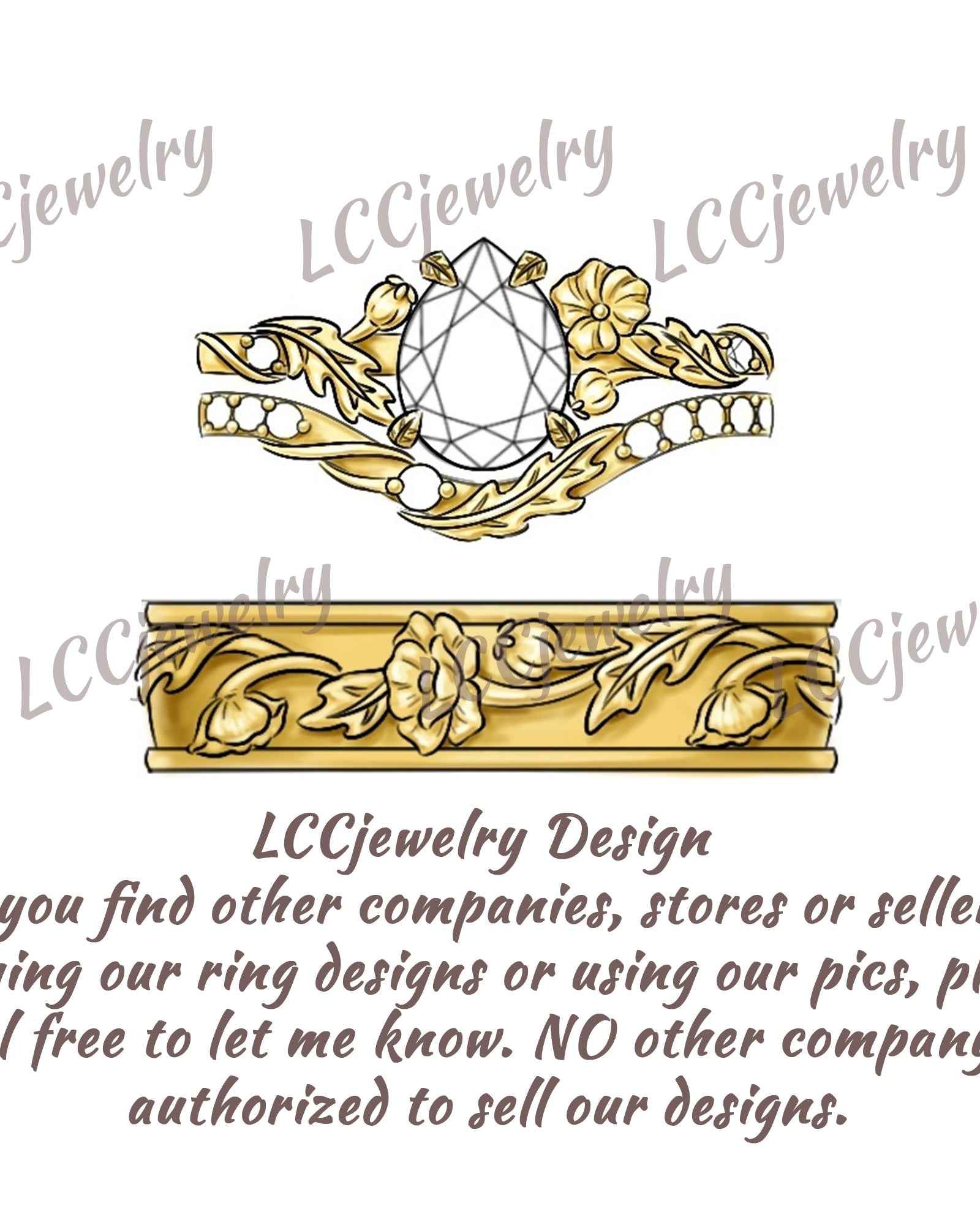 Floral Inspired | 2pcs Poppy Design Ruby Couple Rings Set