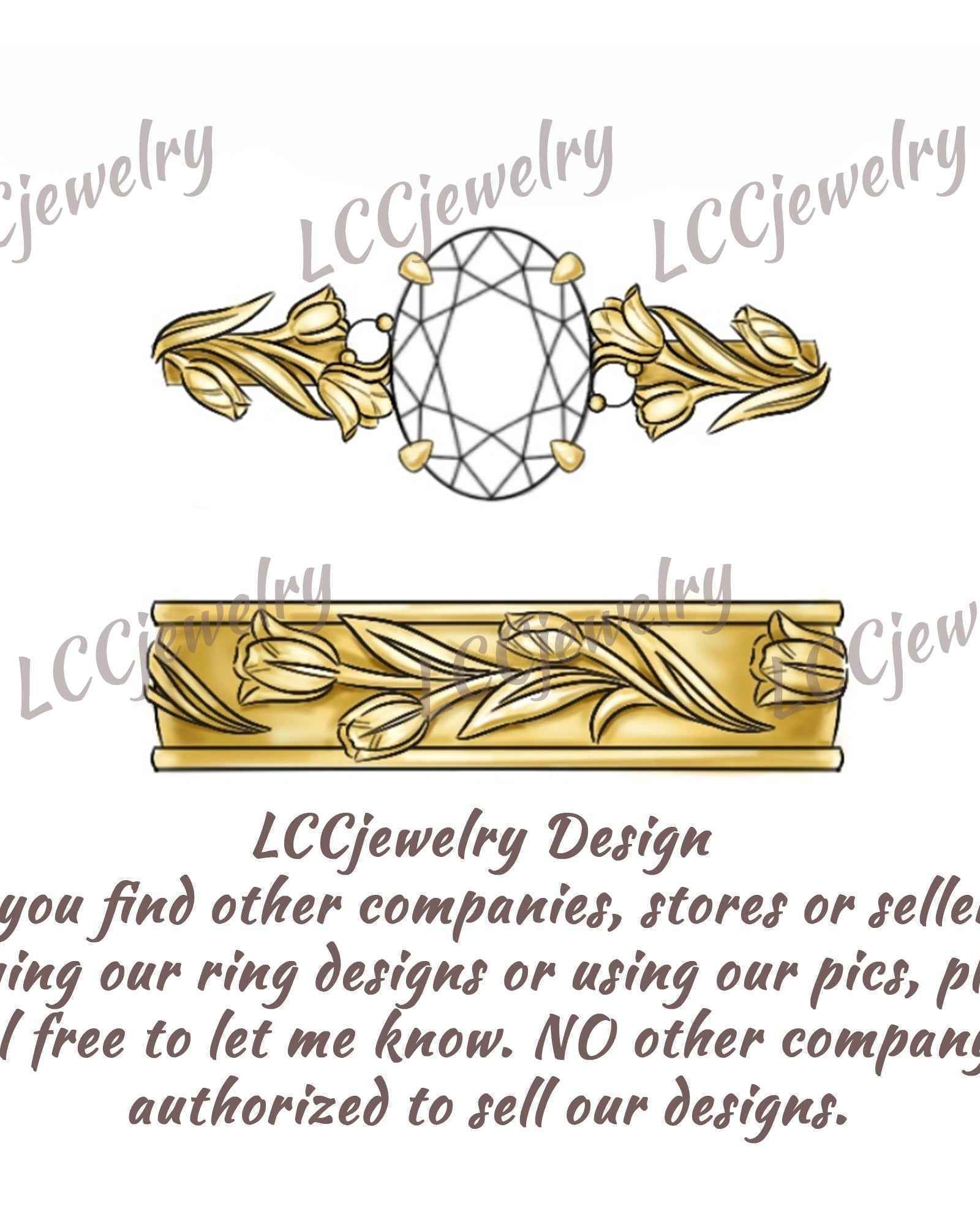 Floral Inspired | 5mm Tulip Design Mens Wedding Band