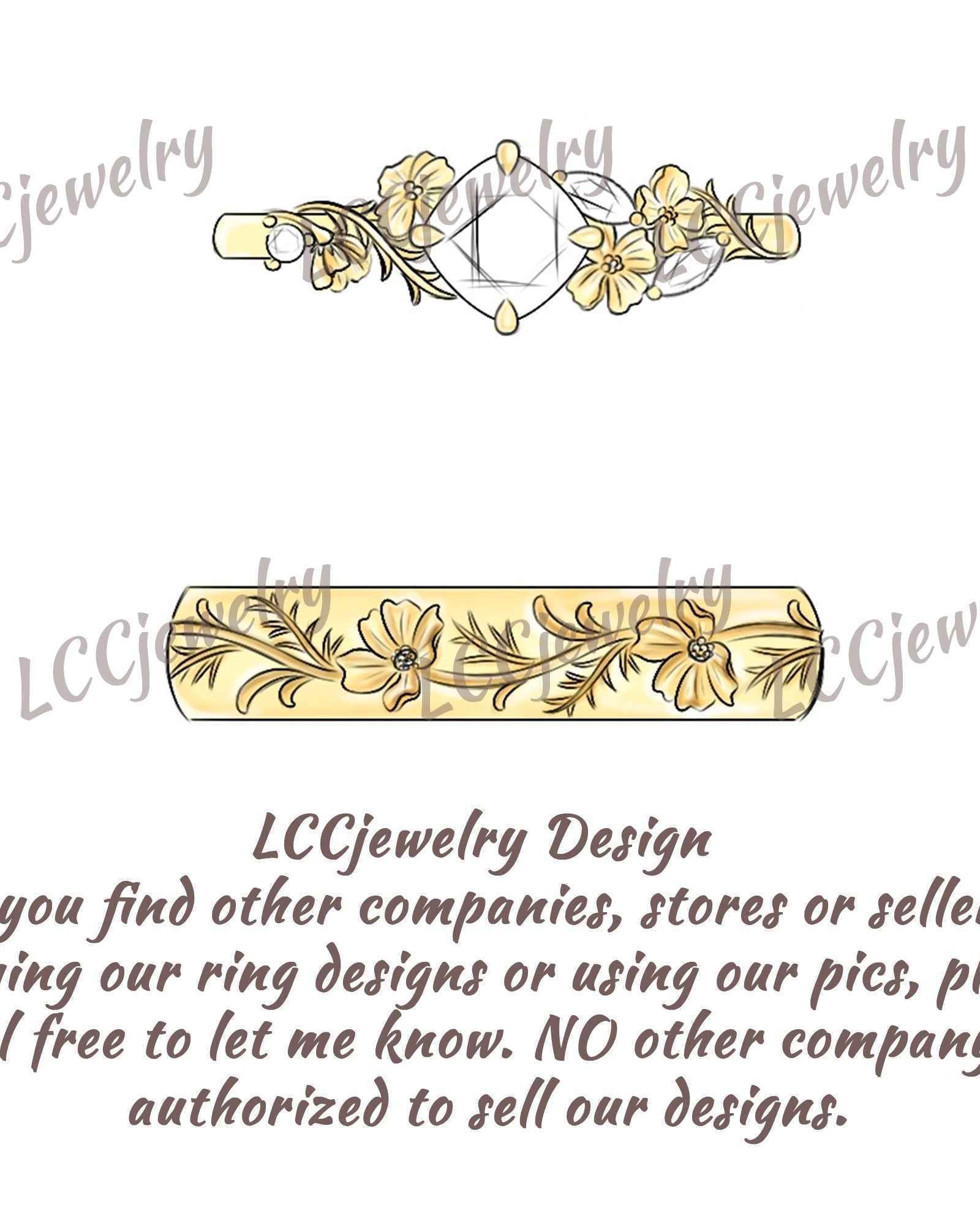 Floral Inspired | 2pcs Cosmos Design Moissanite Couple Rings