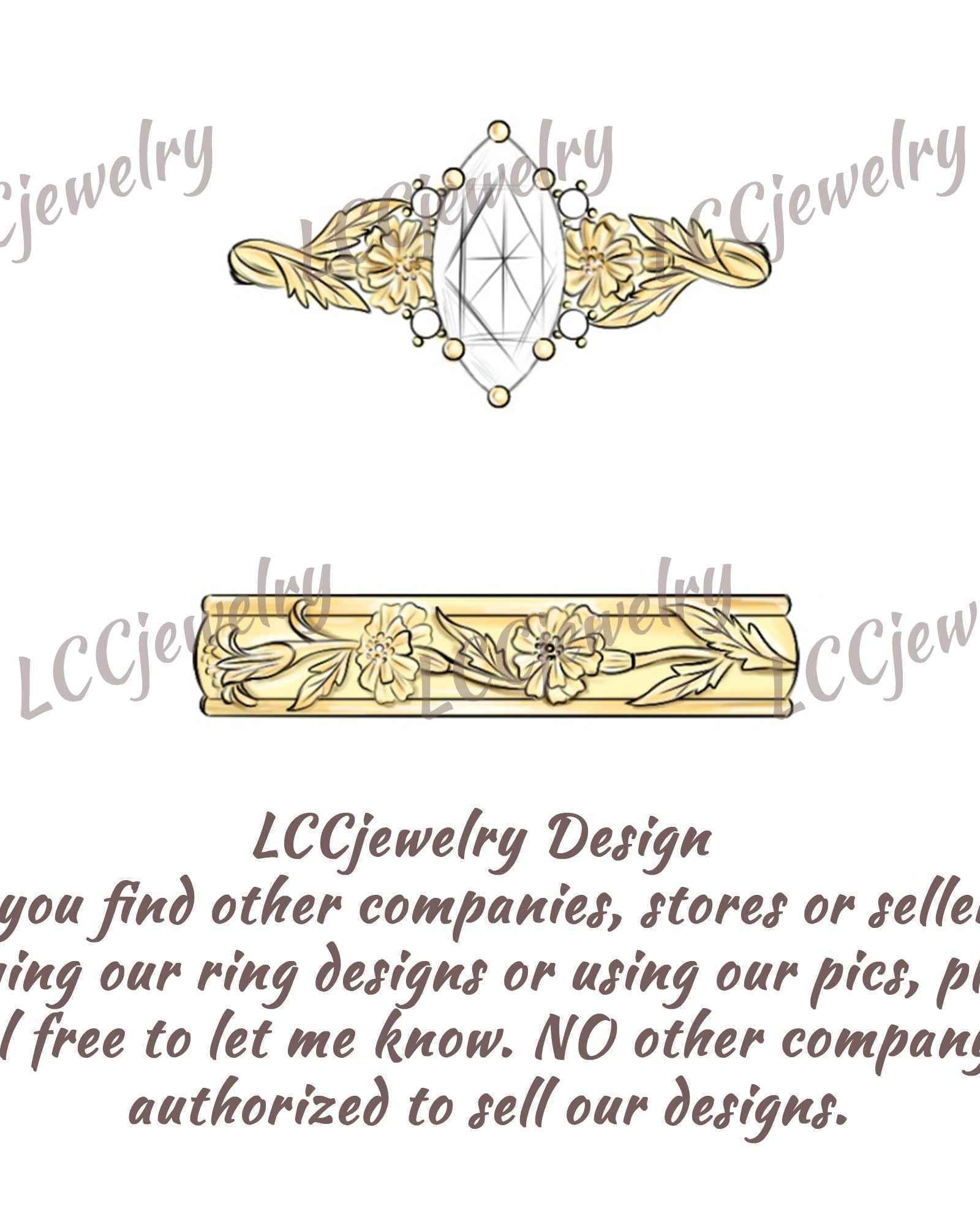 Floral Inspired | 2pcs Chrysanthemum Moissanite Couple Rings