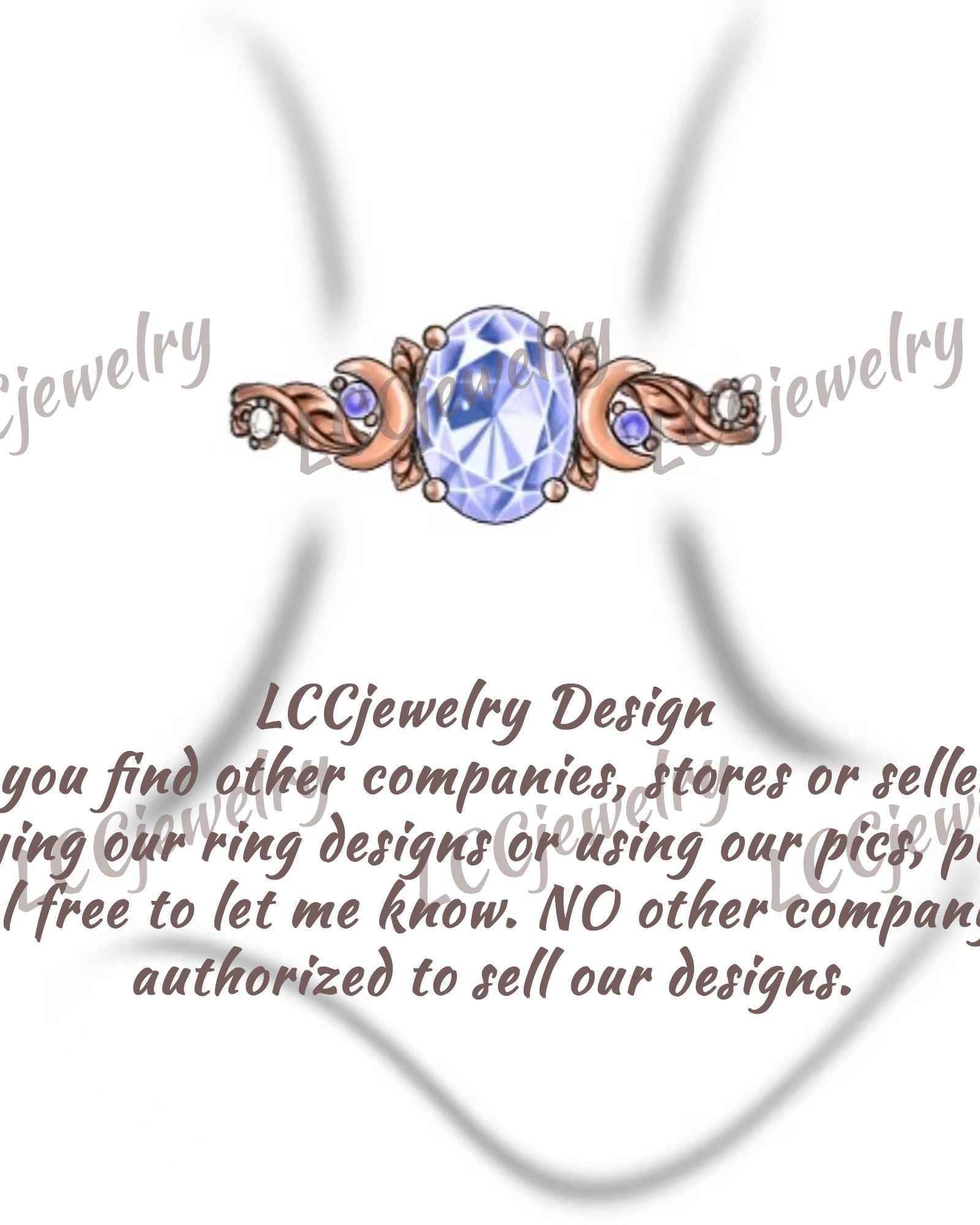 Moon Inspired | Sandstone Leaf & Moon Engagement Ring Set