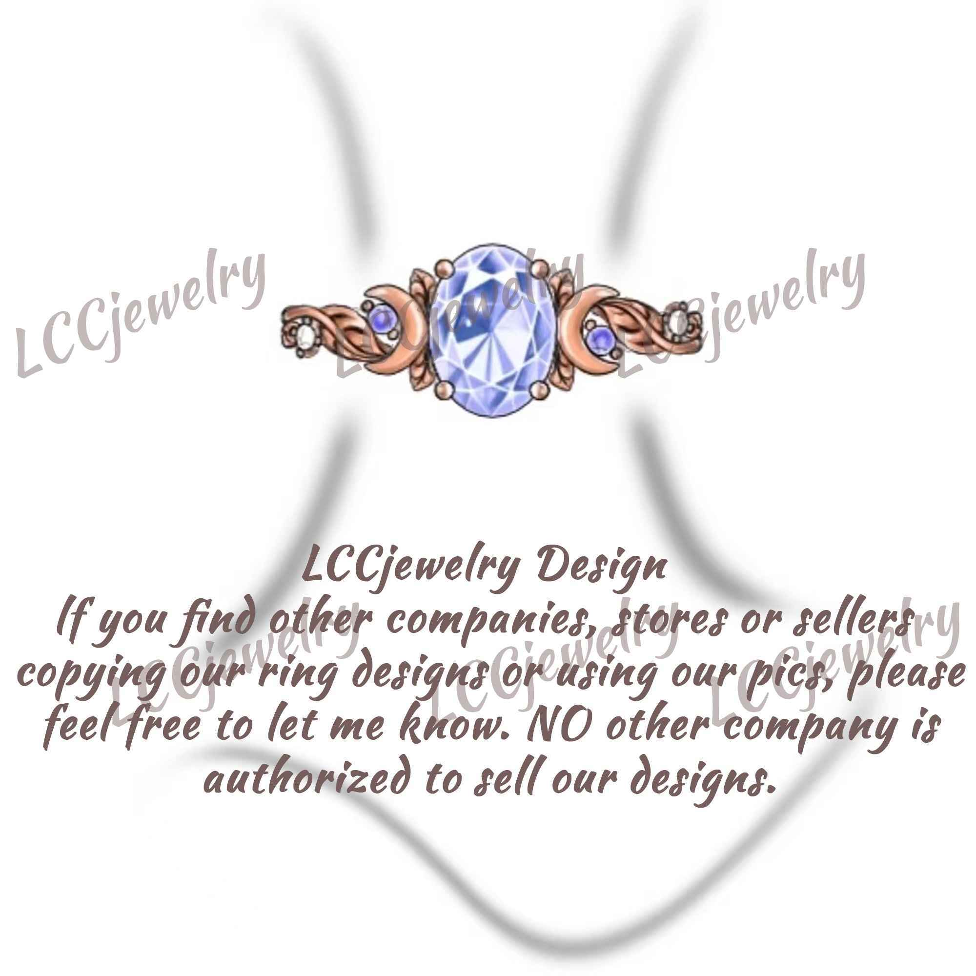 Moon Inspired | Sandstone Leaf & Moon Engagement Ring Set