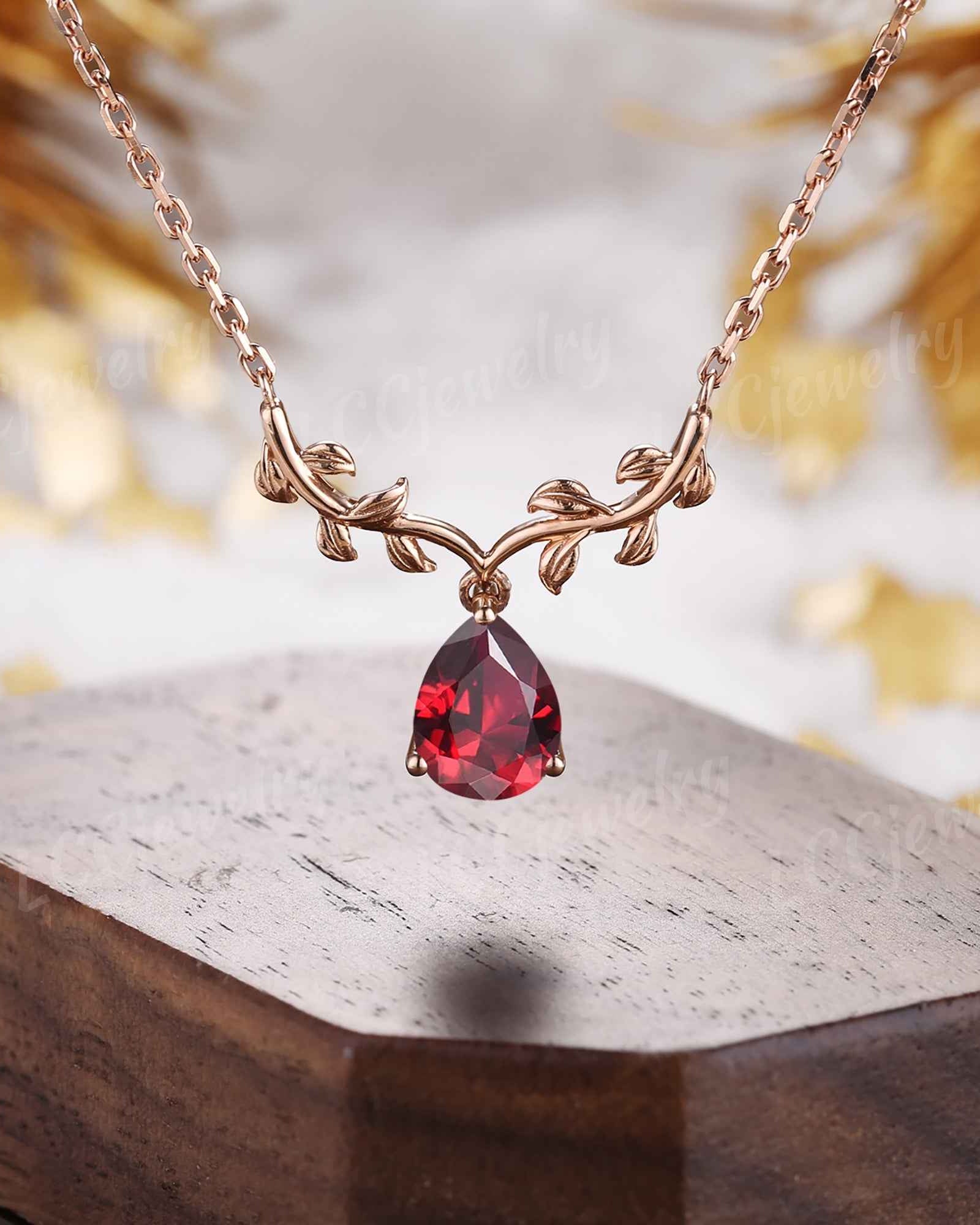Leaf Inspired | Alexandrite Spring Leaf v Pendant Women Necklace