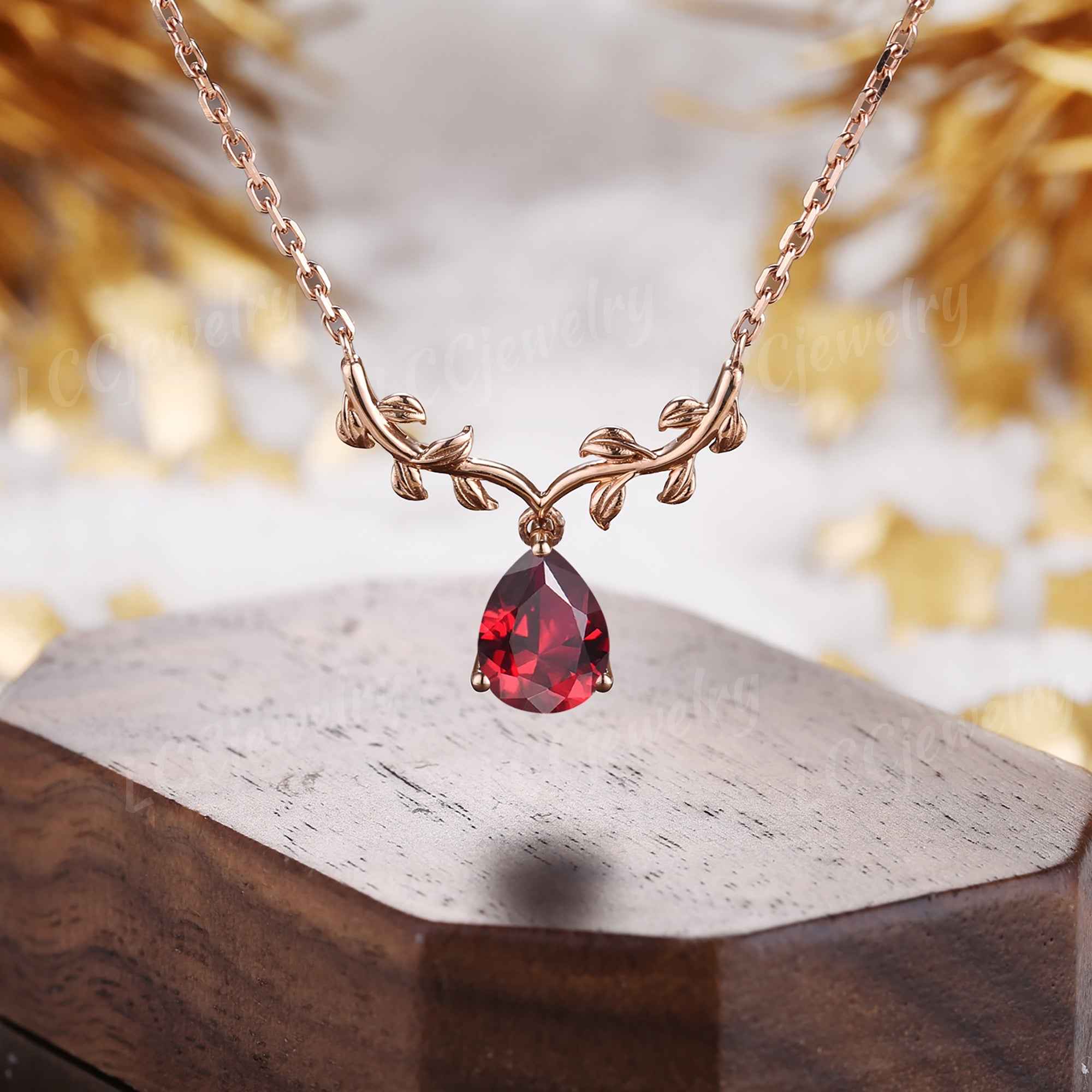 Leaf Inspired | Alexandrite Spring Leaf v Pendant Women Necklace