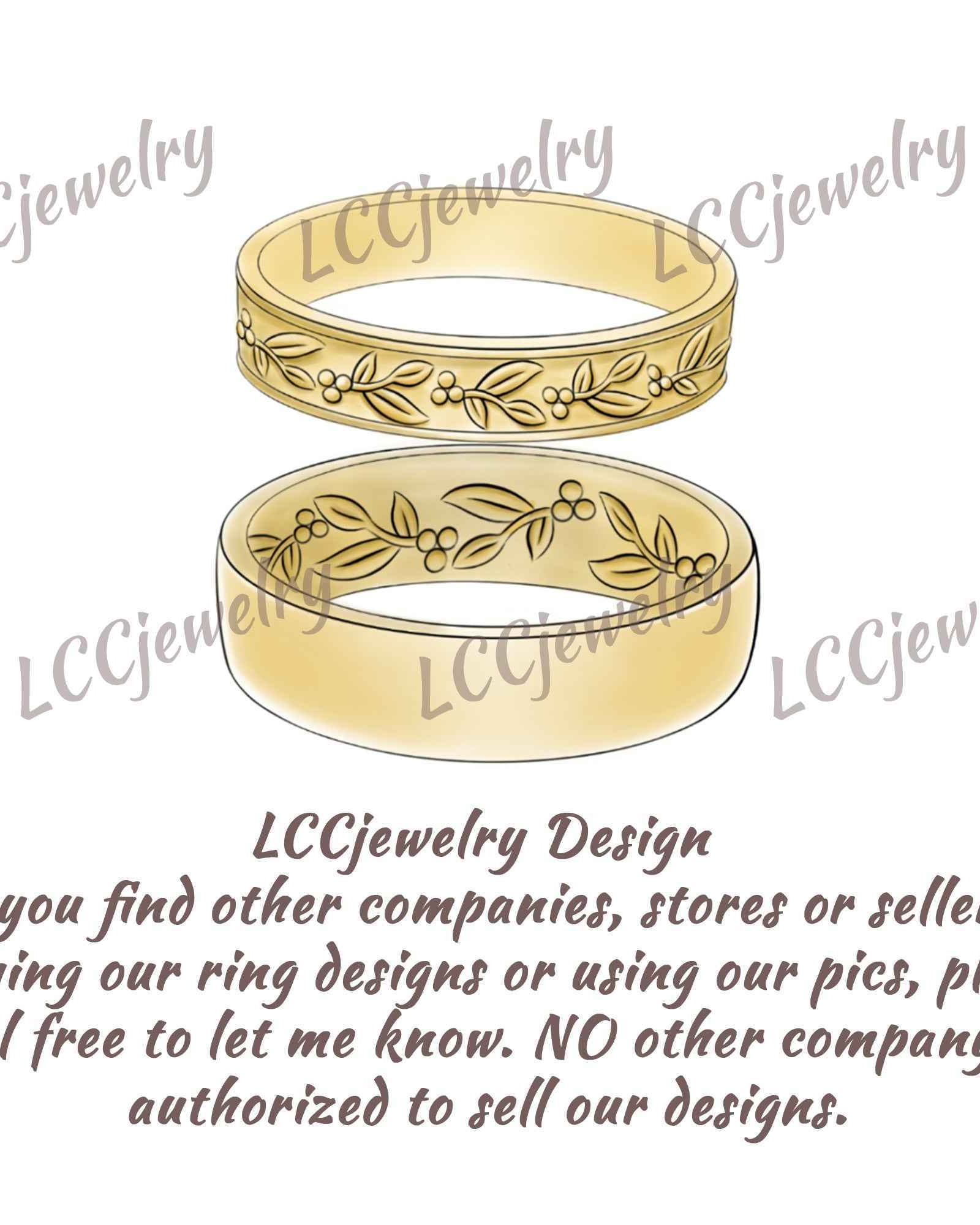 Leaf Inspired | Nature Inspired Olive Leaf Design Men Wedding Band