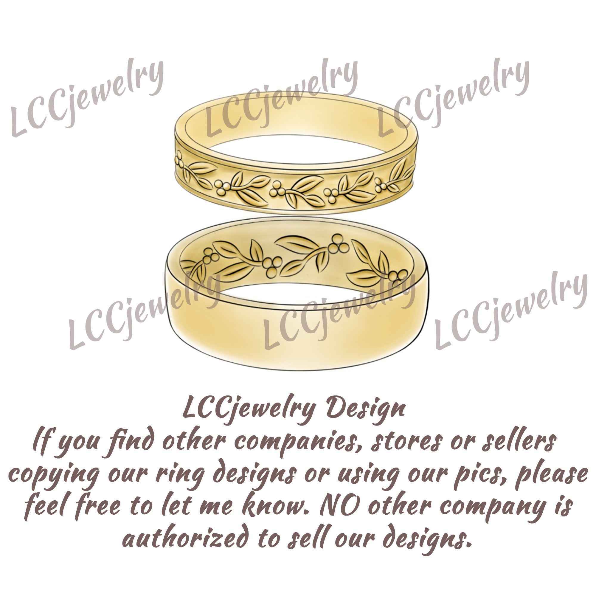 Leaf Inspired | Nature Inspired Olive Leaf Design Men Wedding Band