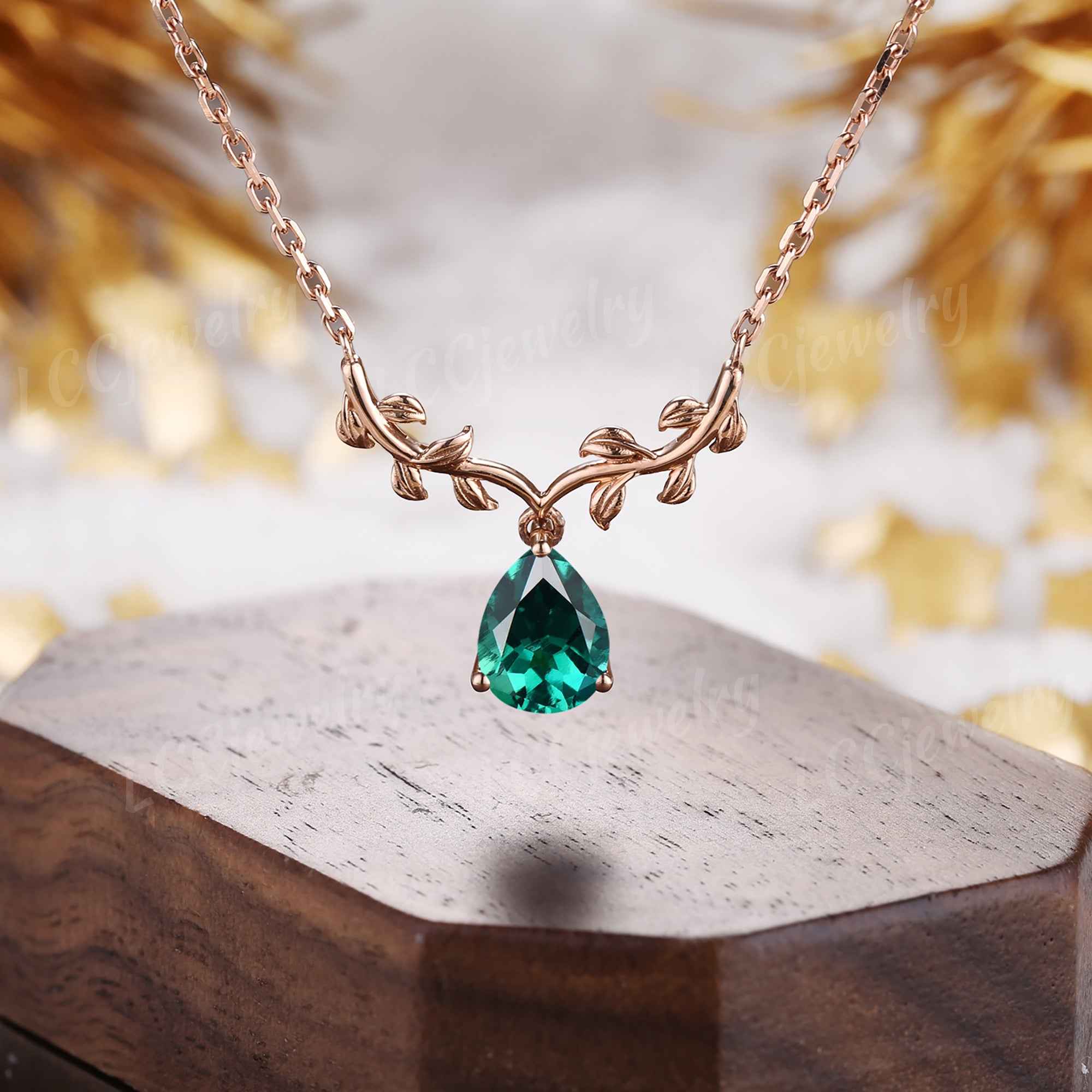 Leaf Inspired | Alexandrite Spring Leaf v Pendant Women Necklace