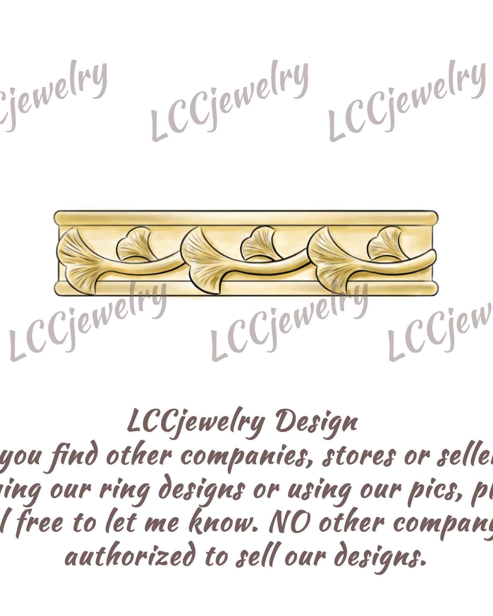 Leaf Inspired | Green Sapphire Ginkgo Leaf Mens Wedding Band