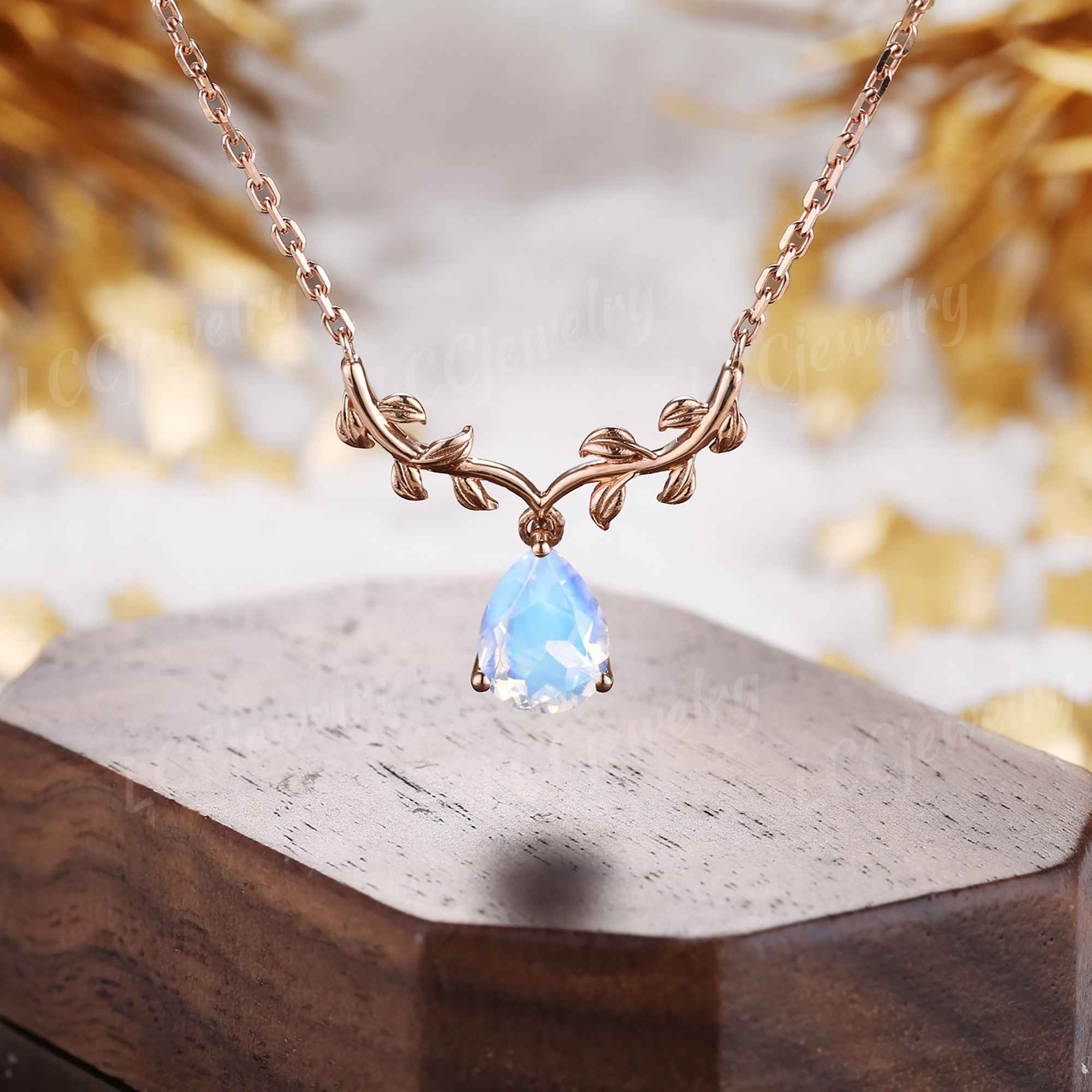 Leaf Inspired | Alexandrite Spring Leaf v Pendant Women Necklace