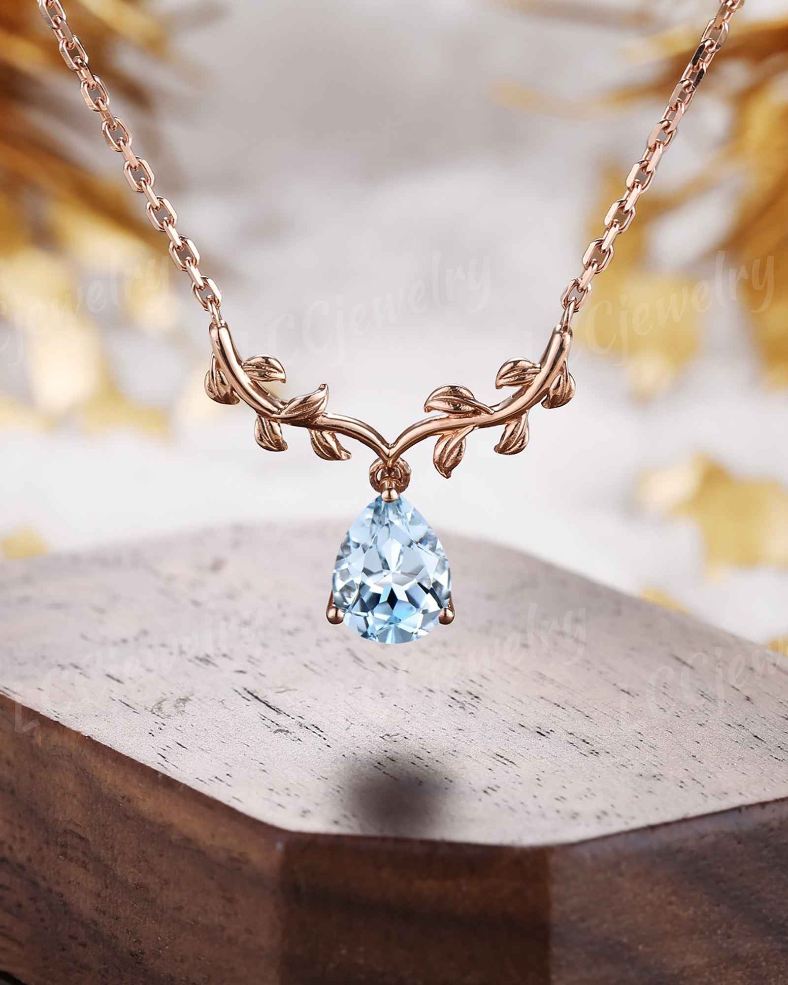 Leaf Inspired | Alexandrite Spring Leaf v Pendant Women Necklace