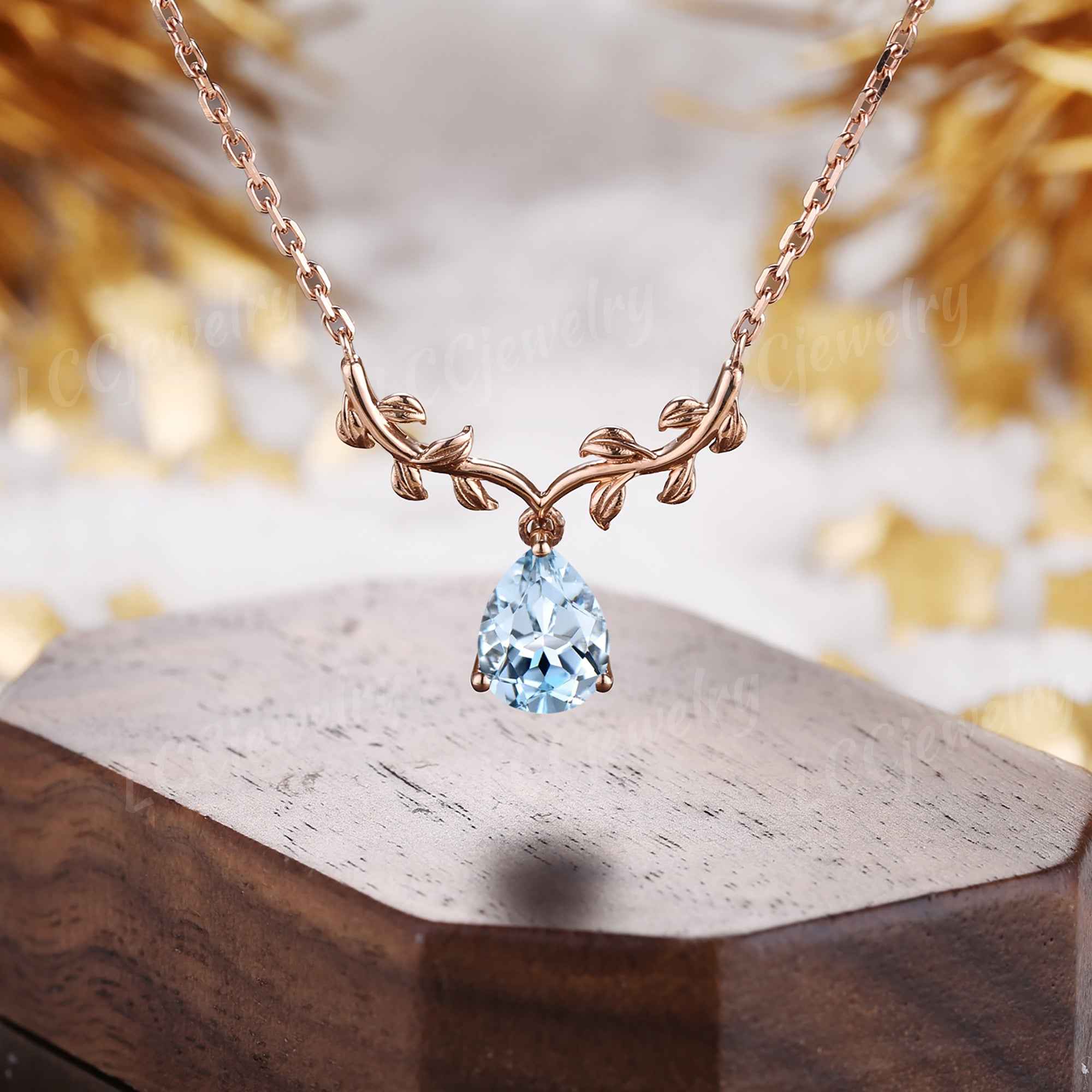 Leaf Inspired | Alexandrite Spring Leaf v Pendant Women Necklace