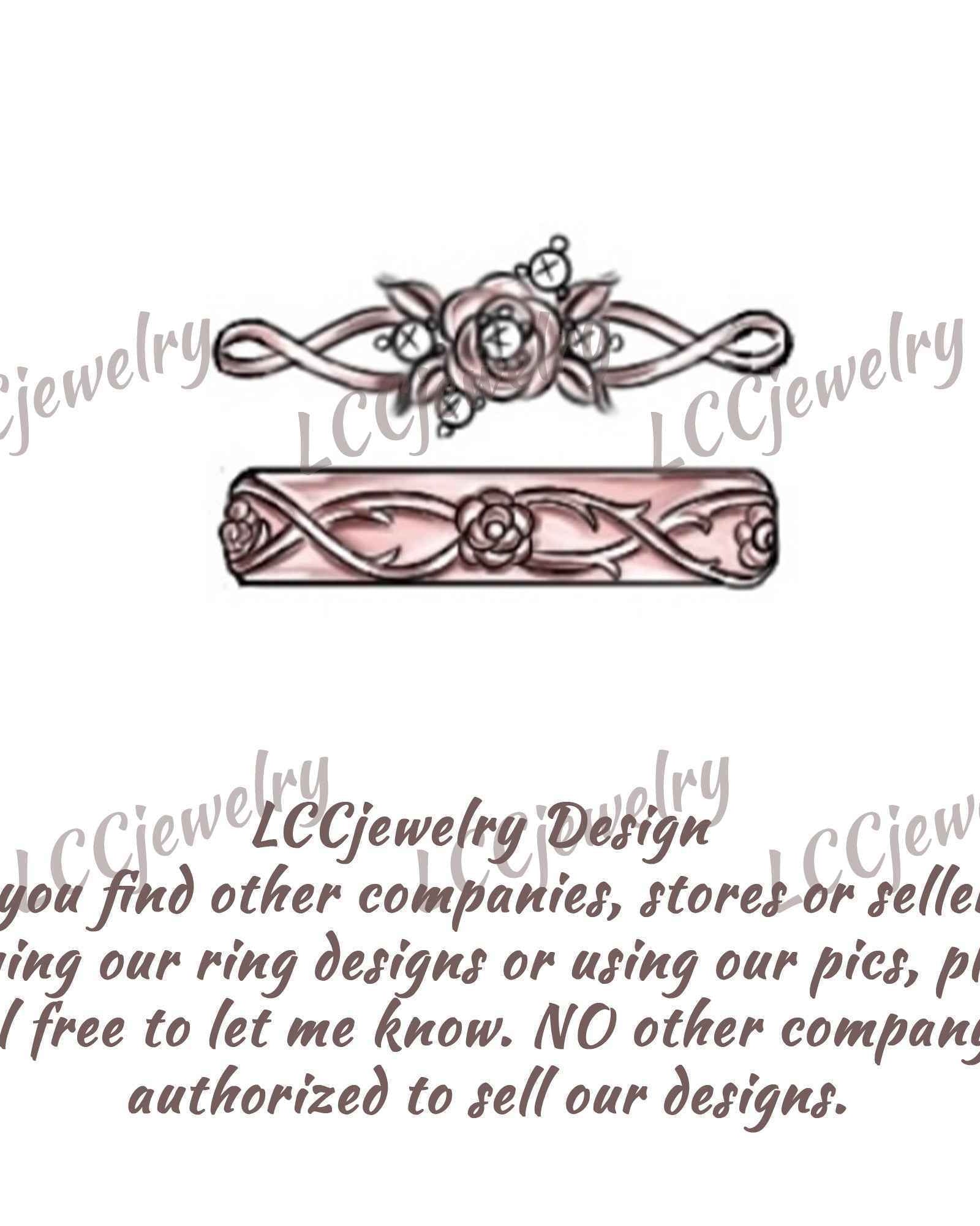 Floral Inspired | Rose Couple Rings Moissanite Wedding Ring Set