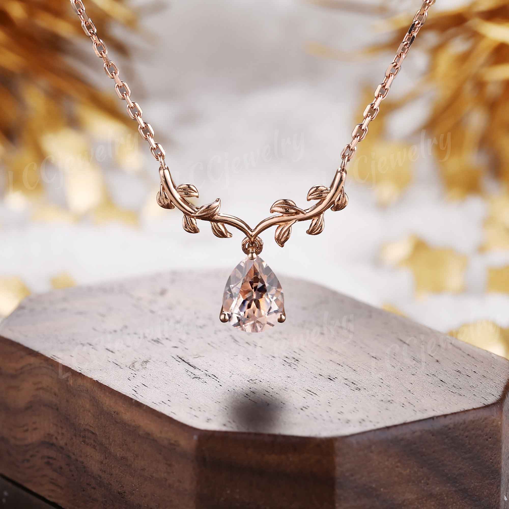 Leaf Inspired | Alexandrite Spring Leaf v Pendant Women Necklace