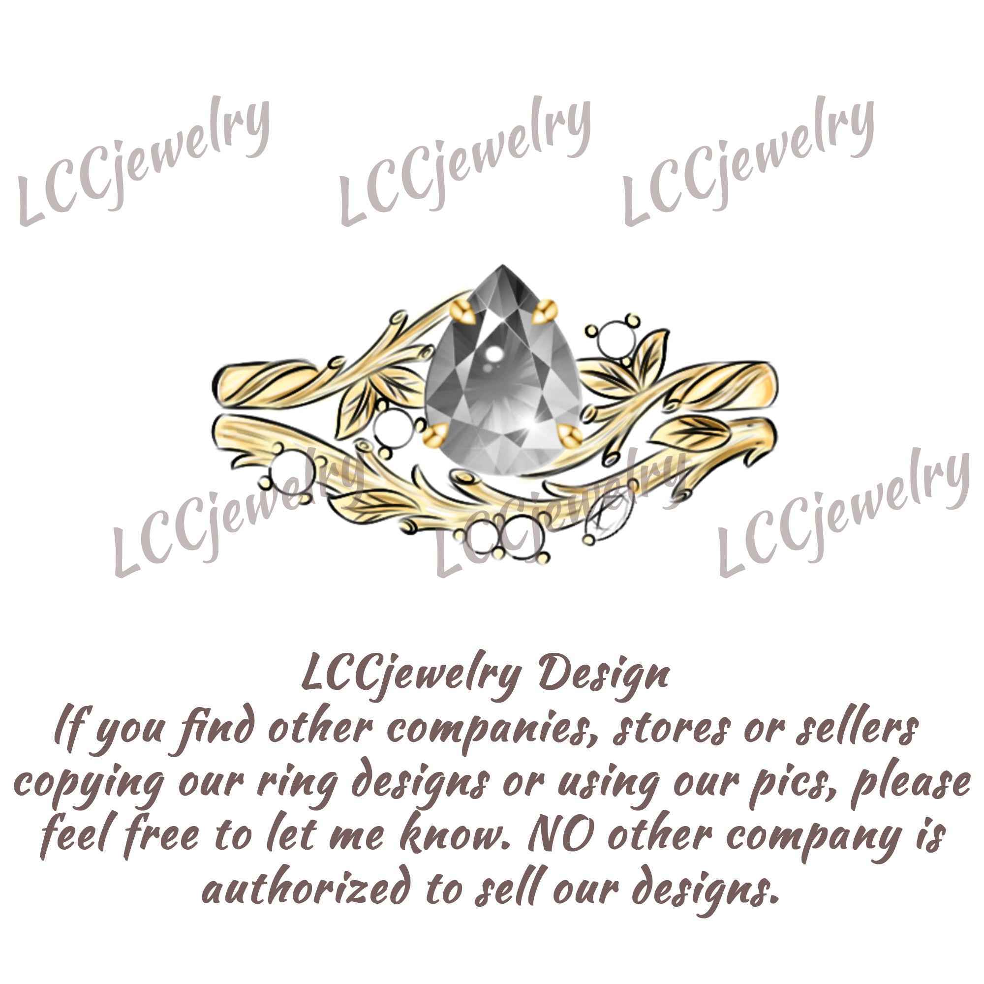 Leaf Inspired | Moss Agate Engagement Ring Set with Oak Leaf Design