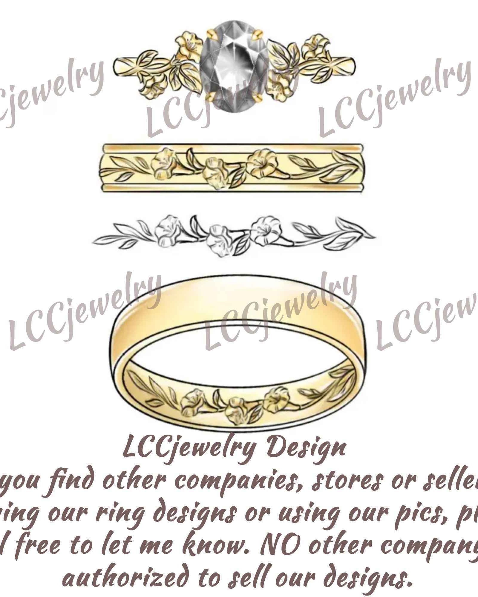Floral Inspired | 2pcs Daffodils Design Moissanite Couple Rings