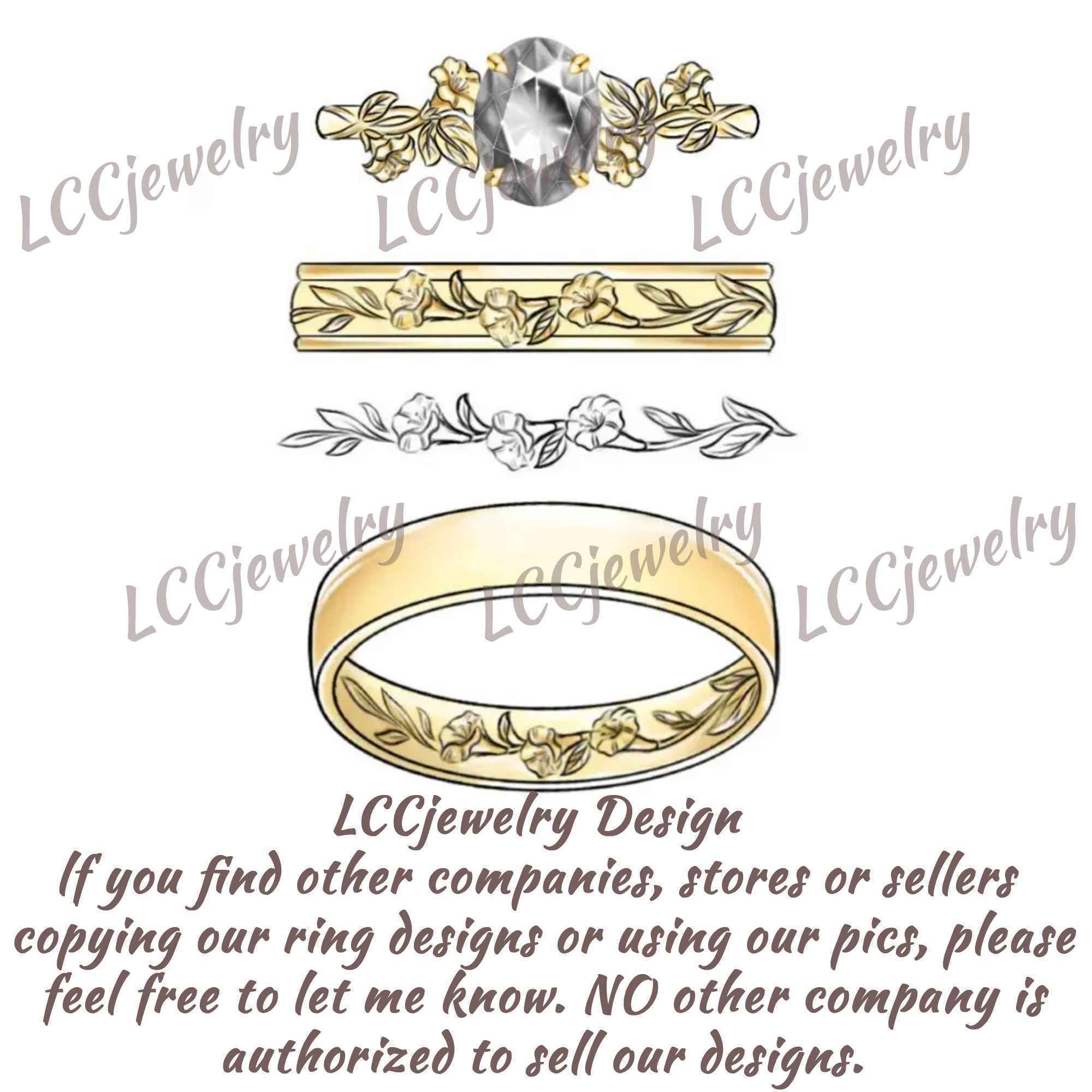 Floral Inspired | 2pcs Daffodils Design Moissanite Couple Rings