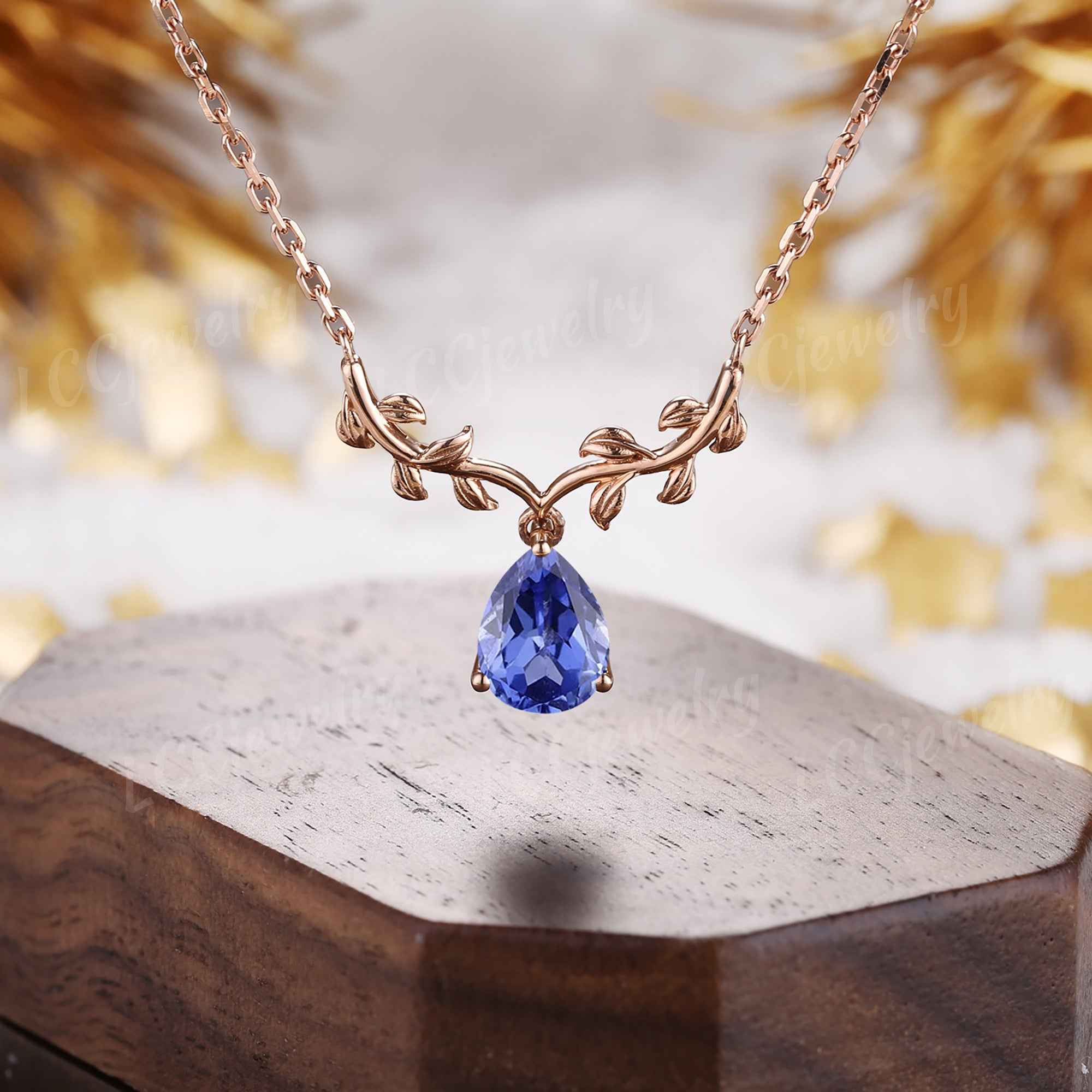 Leaf Inspired | Alexandrite Spring Leaf v Pendant Women Necklace