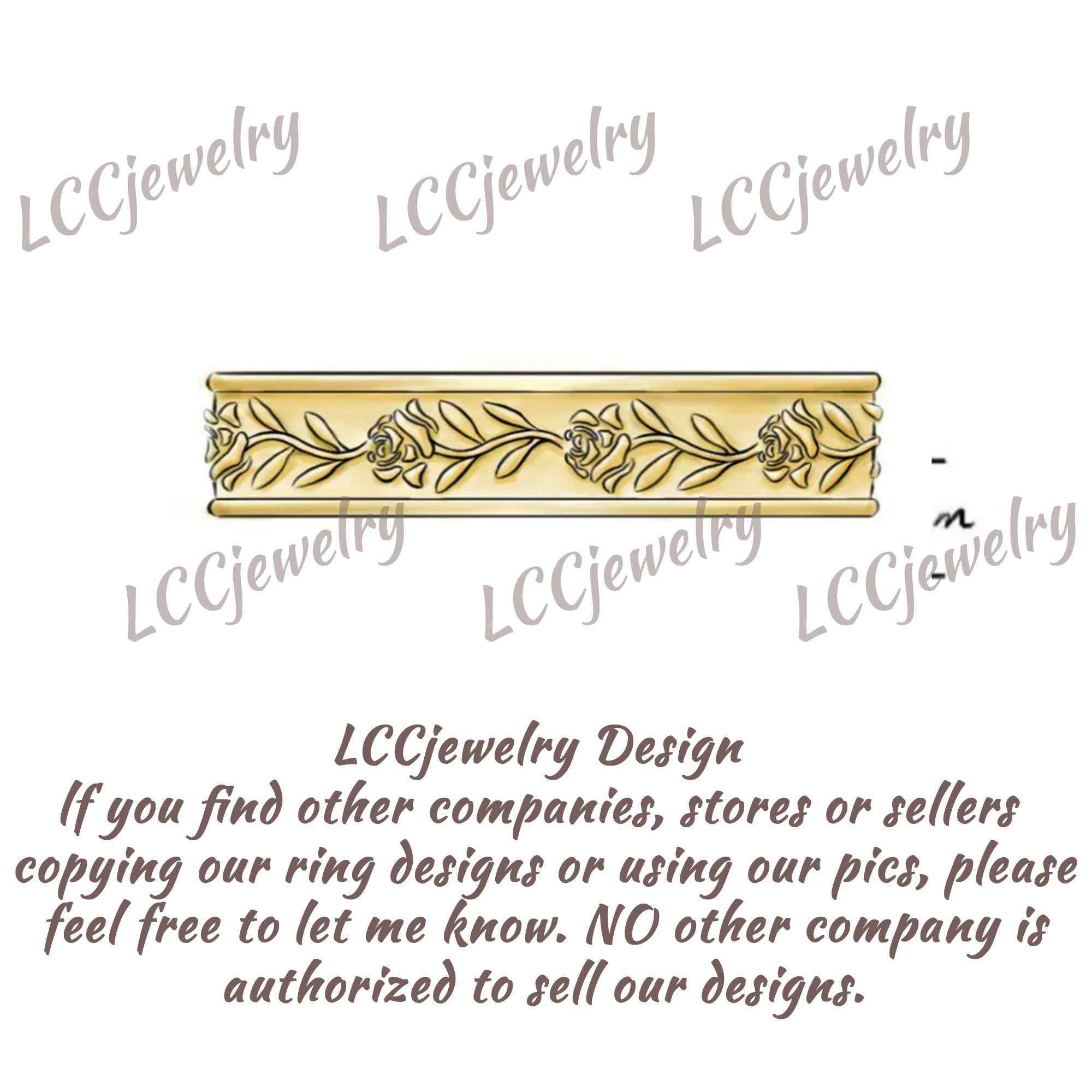 Floral Inspired | 2pcs Rose Design Couple Wedding Band