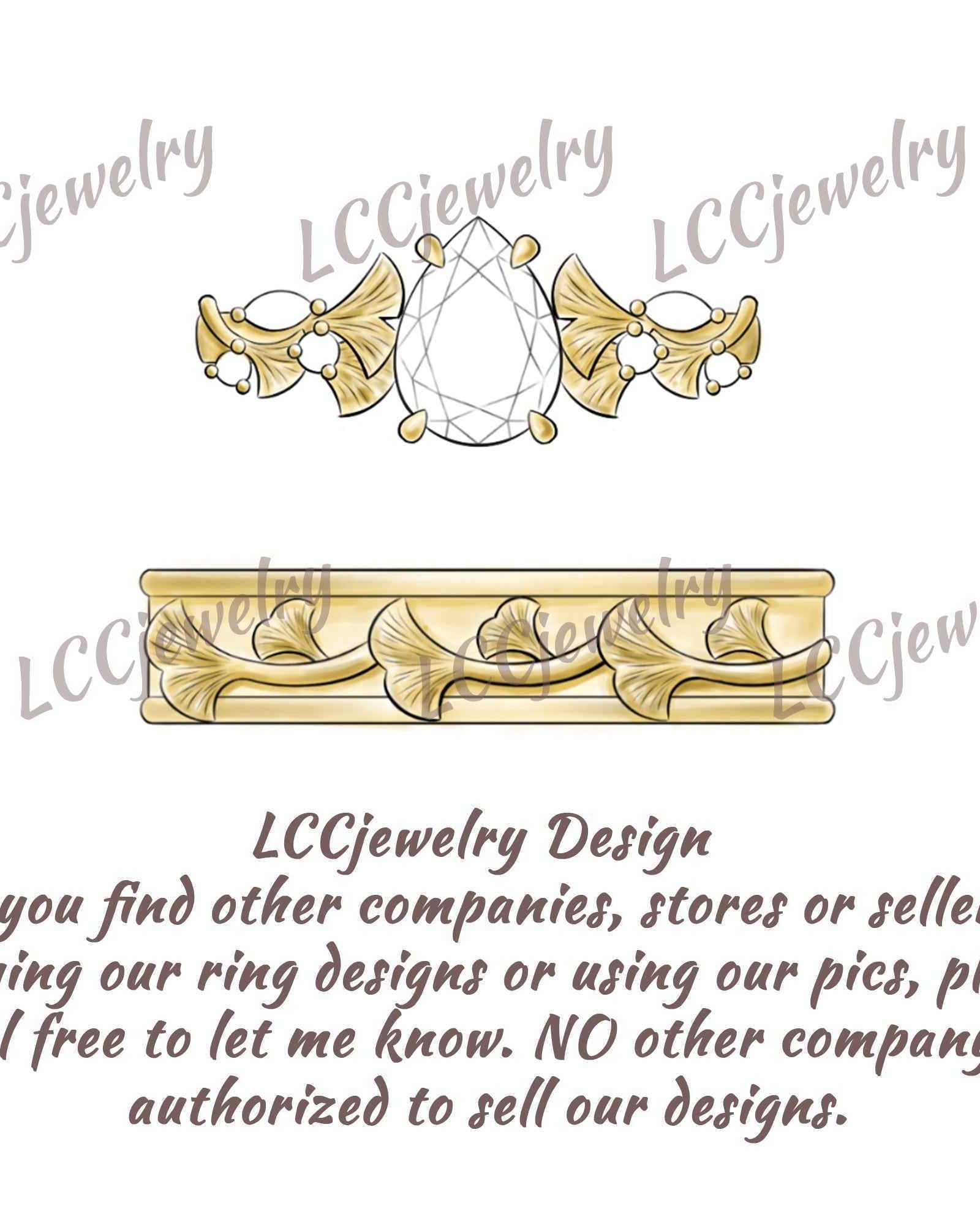 Leaf Inspired | Ginkgo Leaf Yellow Gold Couple Rings Set 2pcs