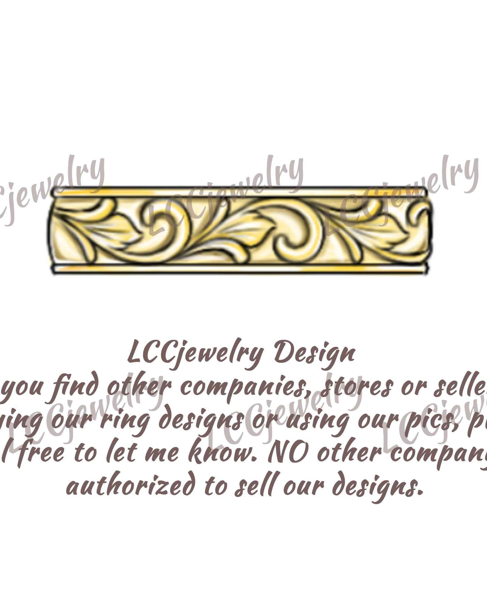 Floral Inspired | Unique Iris Design Mens Wedding Band