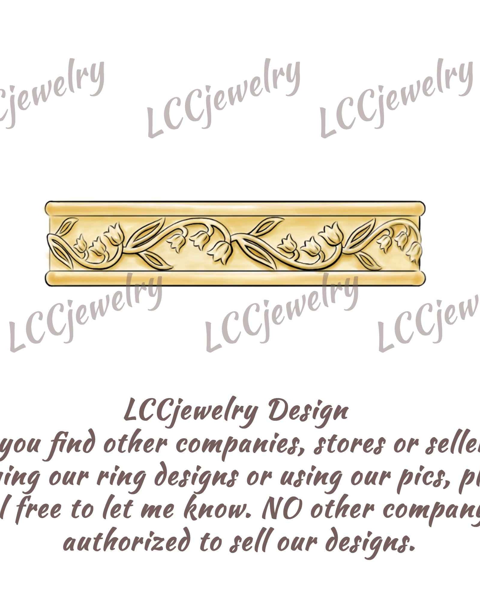 Floral Inspired | lily Of The Valley Design Wedding Band May Birth Flower