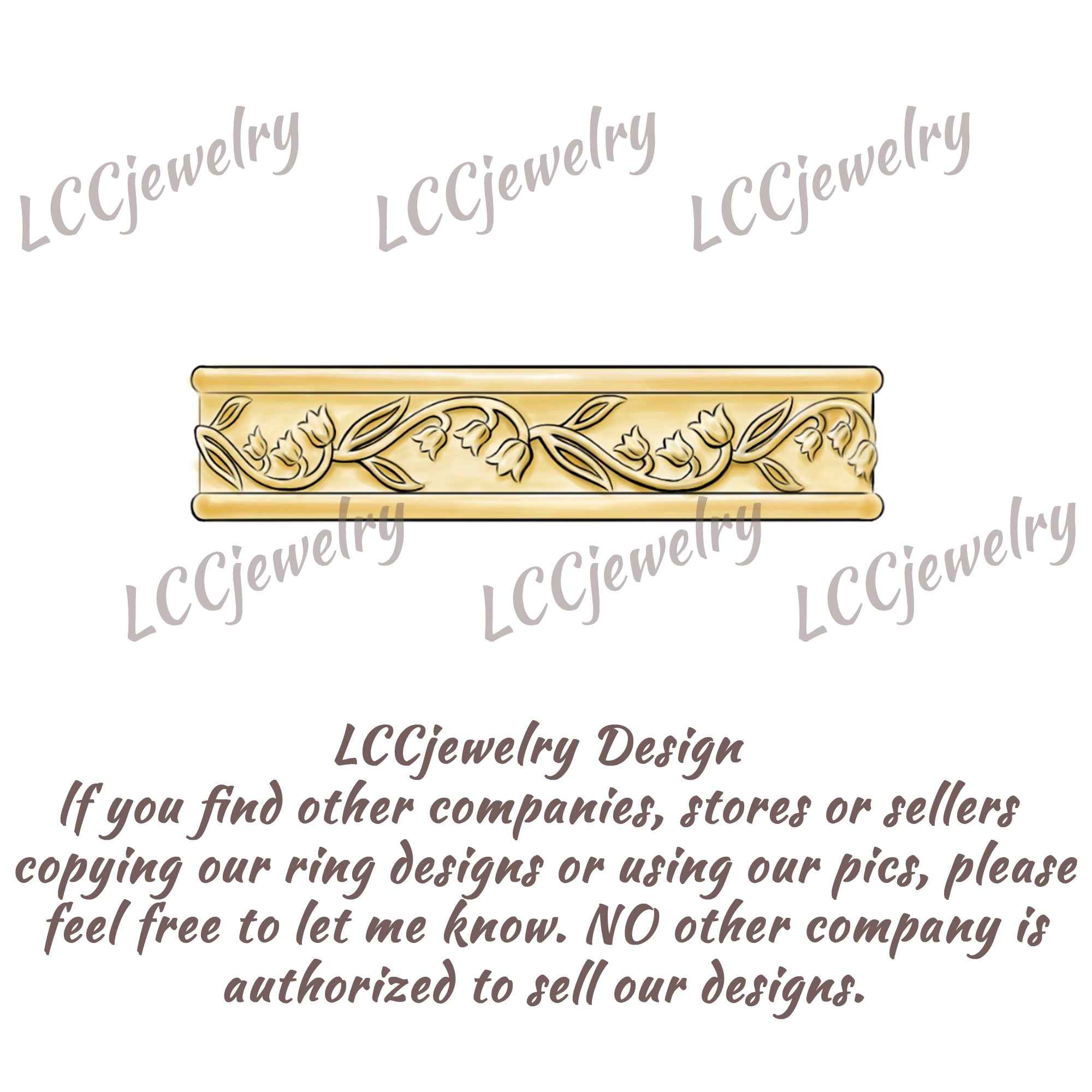 Floral Inspired | lily Of The Valley Design Wedding Band May Birth Flower