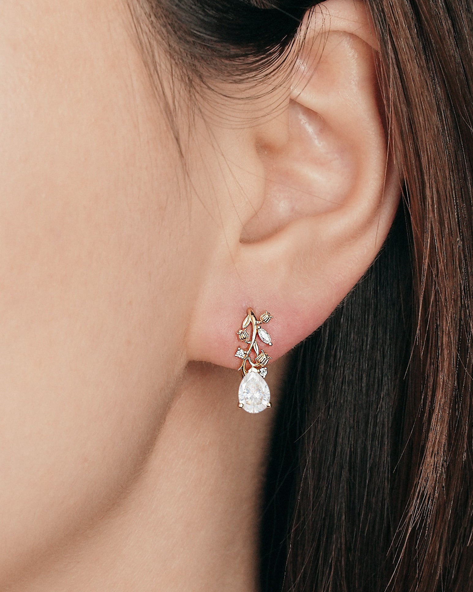 LCCjewelry | Lily of the valley Earrings Yellow Gold Women Jewelry Anniversary Gift Her Custom Handmade Earrings - LCCjewelry