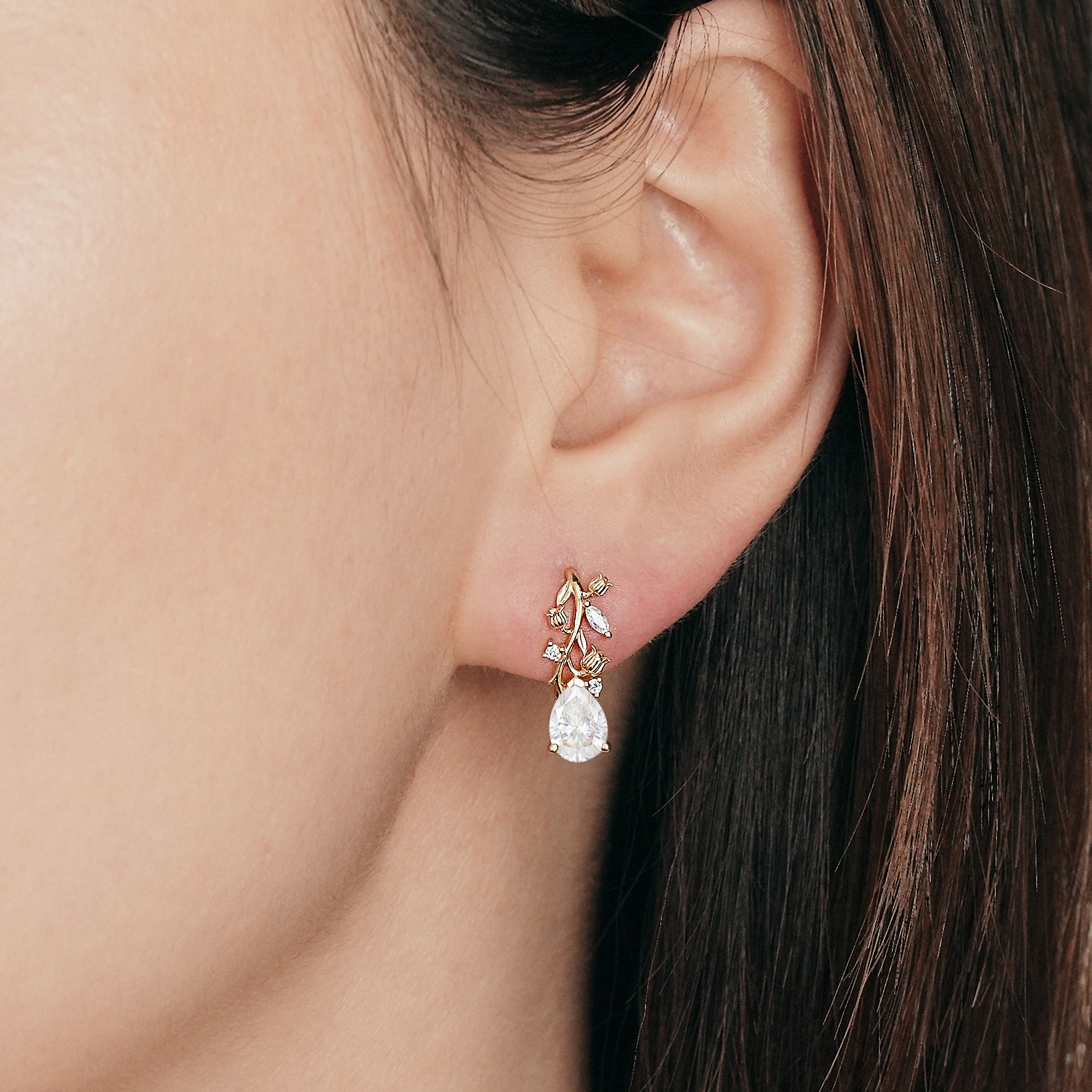 LCCjewelry | Lily of the valley Earrings Yellow Gold Women Jewelry  Anniversary Gift Her Custom Handmade Earrings - LCCjewelry