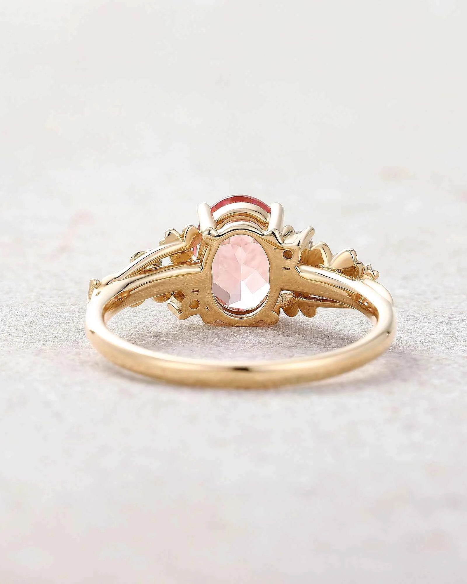 Leaf Inspired | Leaf Clover Design Papalacha Engagement Ring Set