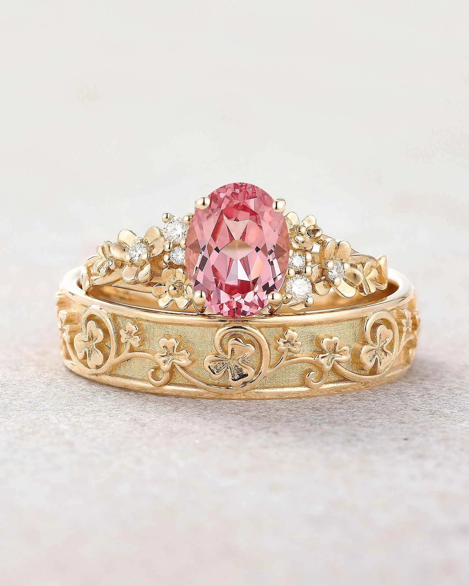 Leaf Inspired | 3pcs Papalacha Leaf Clover Design Couple Rings Set (Copy)