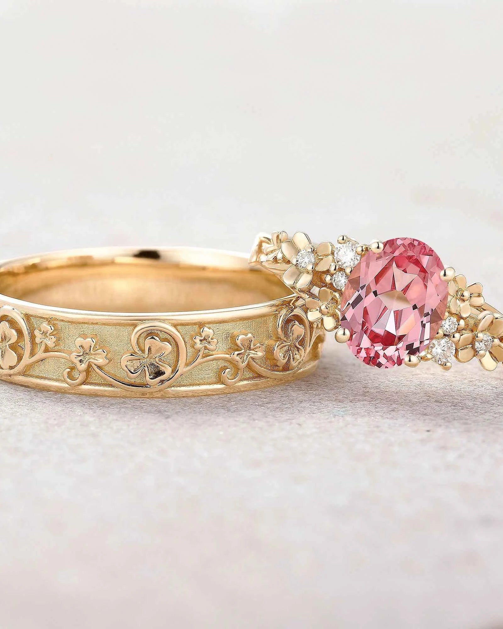 Leaf Inspired | 3pcs Papalacha Leaf Clover Design Couple Rings Set (Copy)