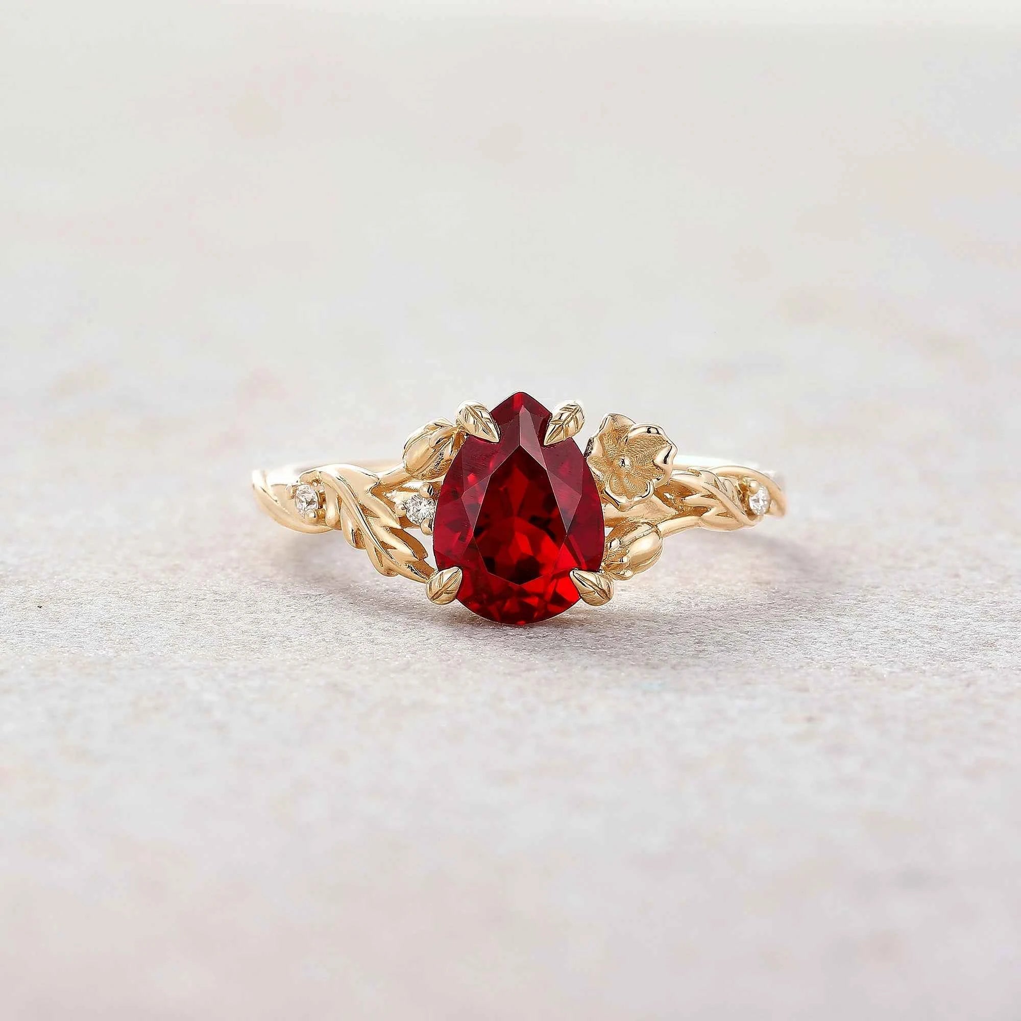 Floral Inspired | Poppy Design Ruby Engagement Ring