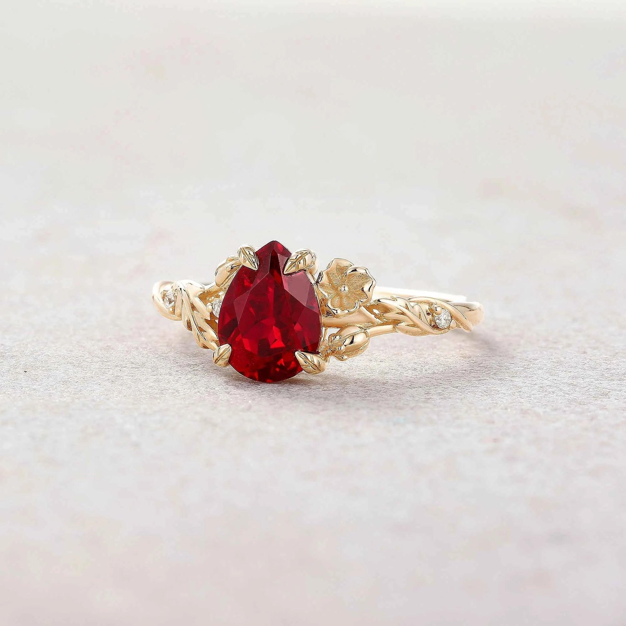 Floral Inspired | Poppy Design Ruby Engagement Ring