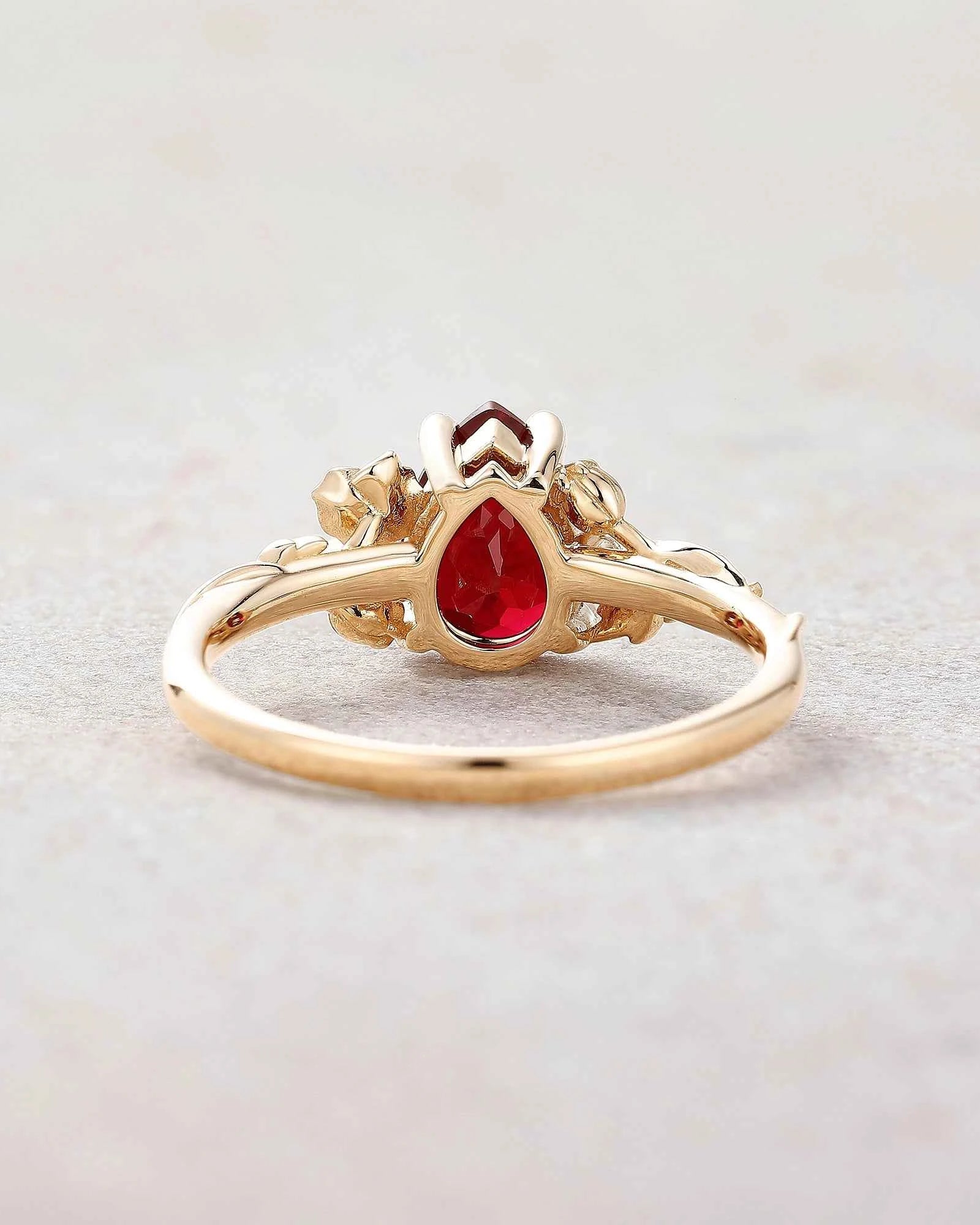 Floral Inspired | Poppy Design Ruby Engagement Ring