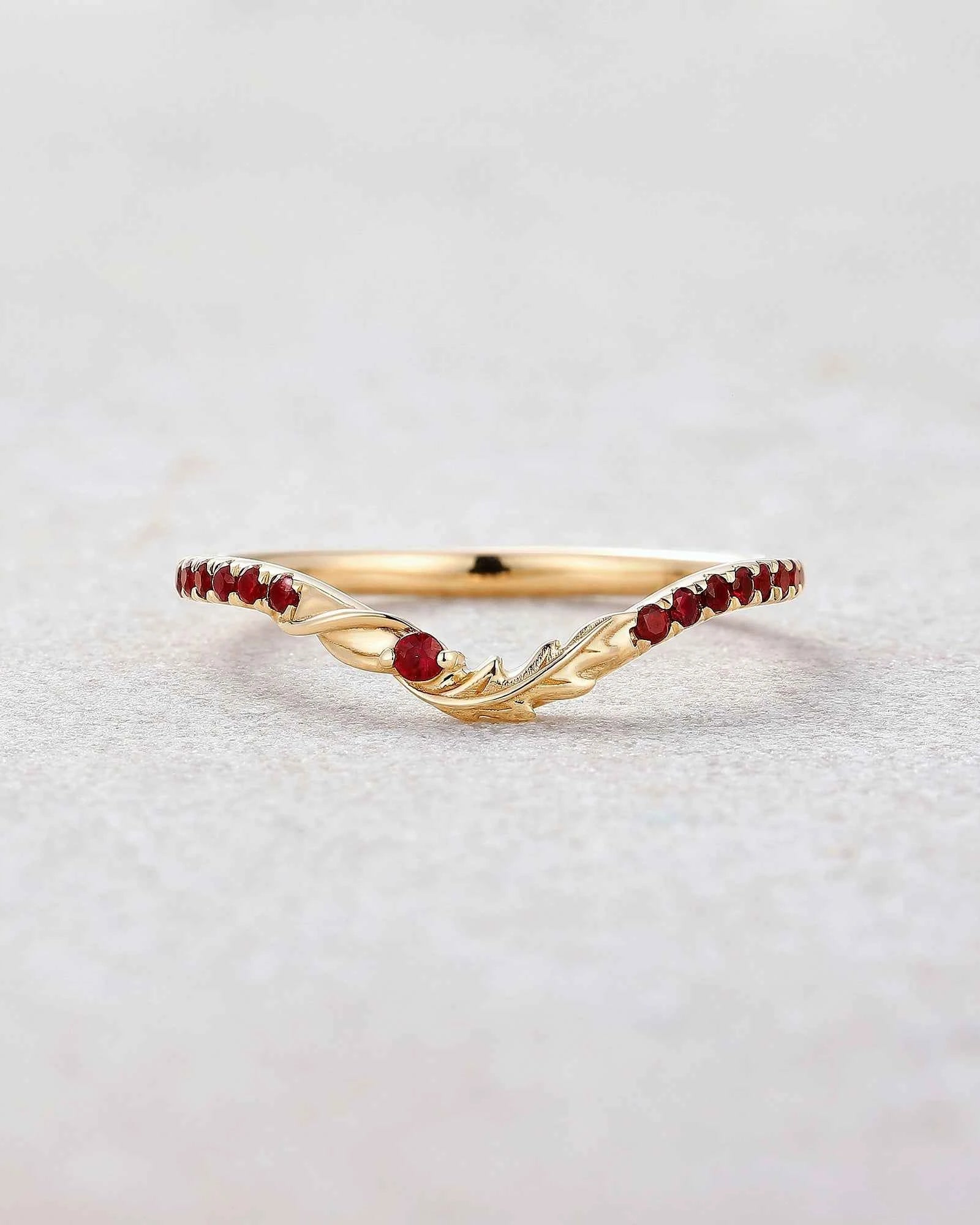 Floral Inspired | Poppy Design Moissanite Curved Wedding Band