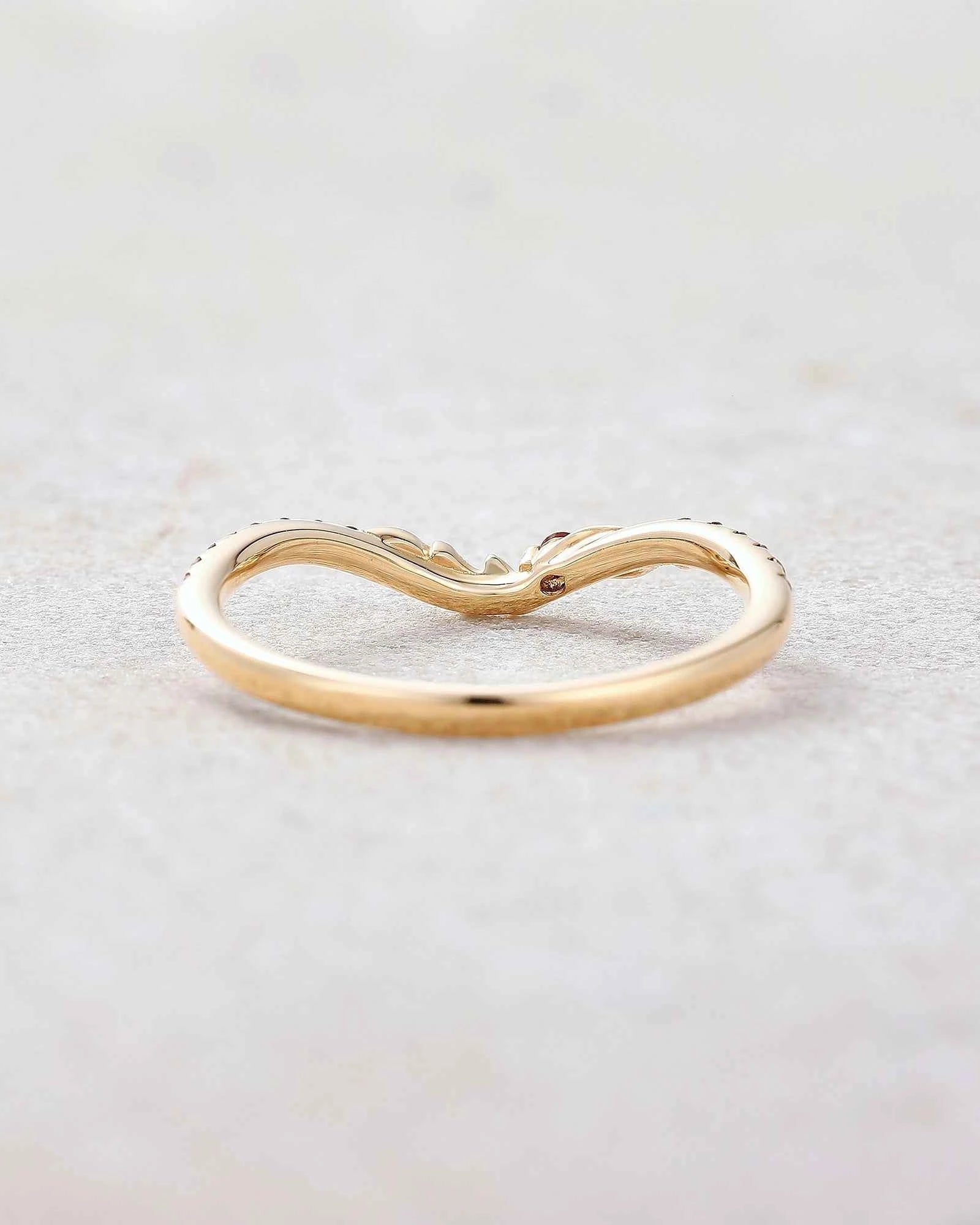 Floral Inspired | Poppy Design Moissanite Curved Wedding Band