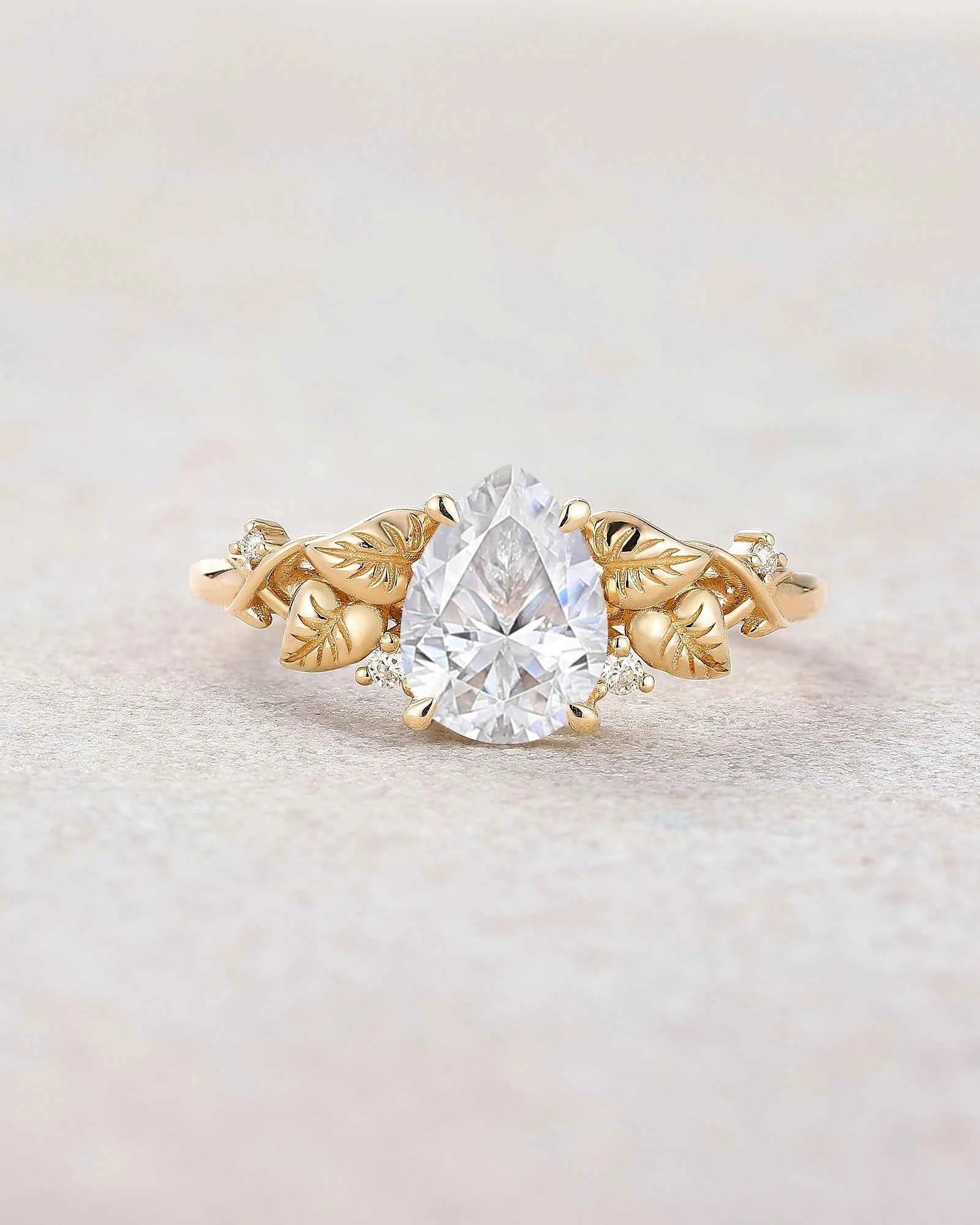 Leaf Inspired | Moning Glory Leaf Design Moissanite Engagement Ring