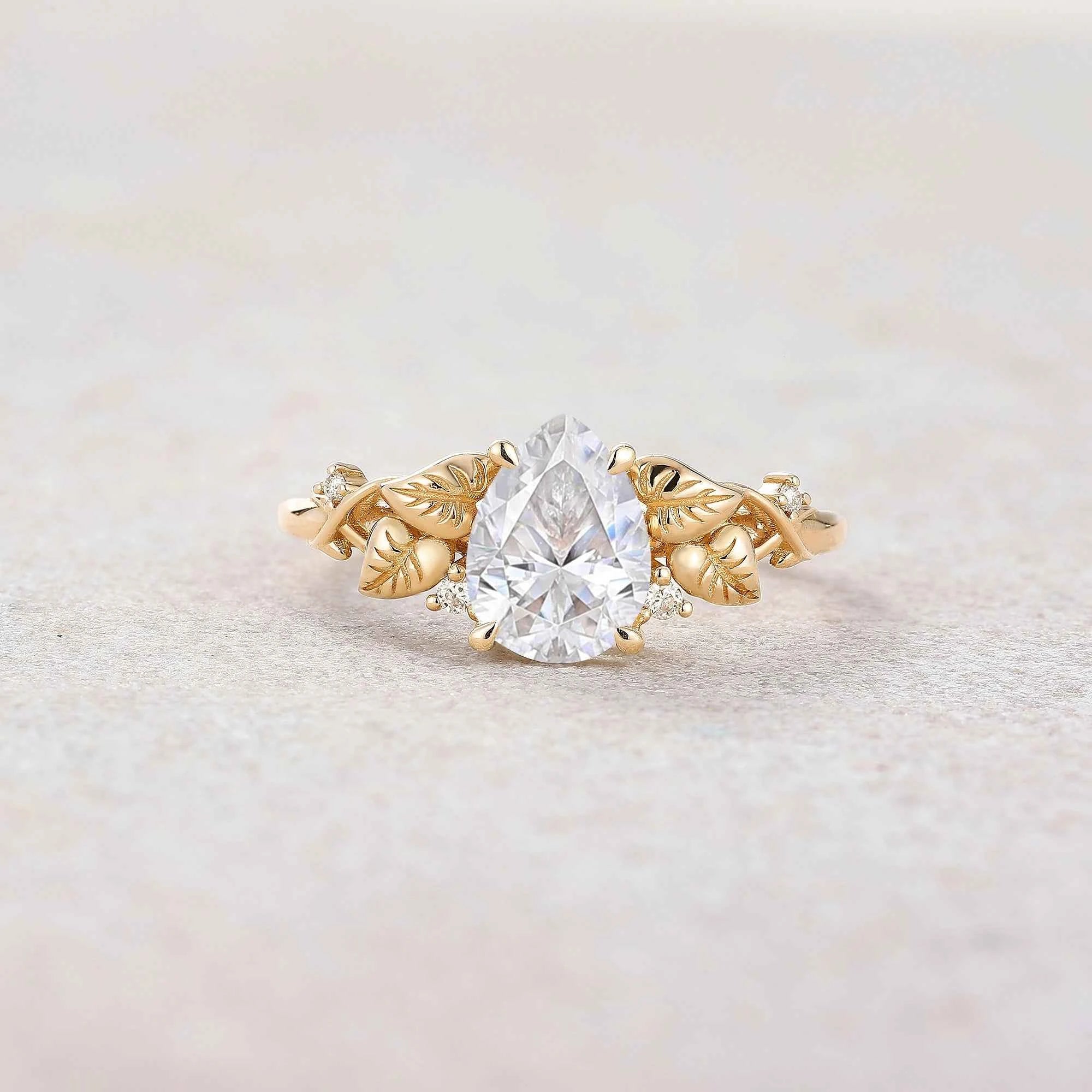 Leaf Inspired | Moning Glory Leaf Design Moissanite Engagement Ring