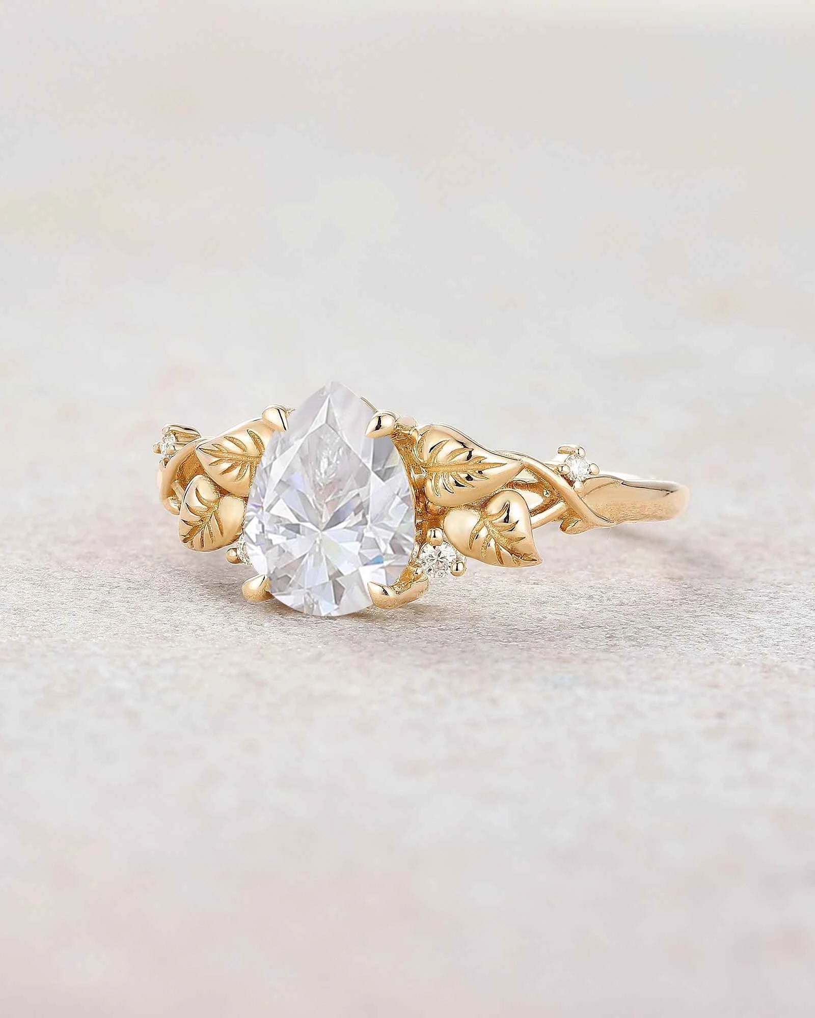 Leaf Inspired | Moning Glory Leaf Design Moissanite Engagement Ring