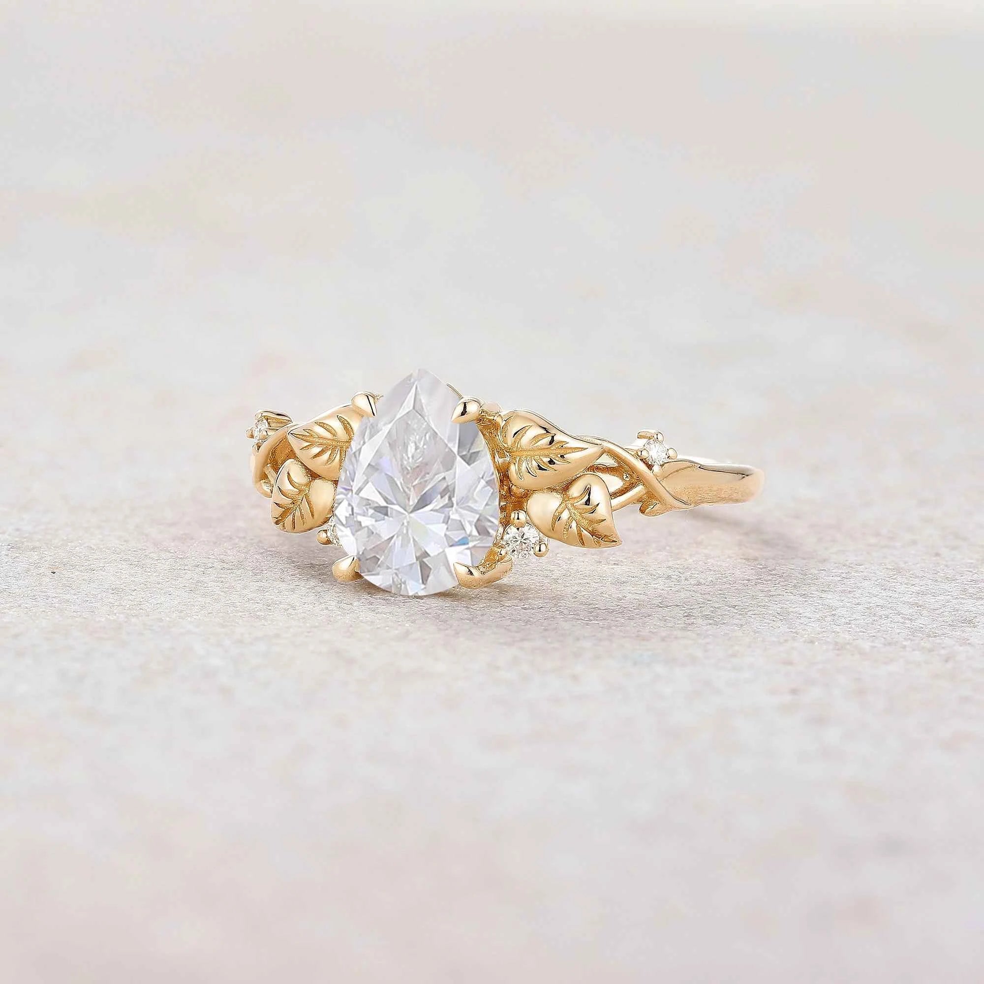 Leaf Inspired | Moning Glory Leaf Design Moissanite Engagement Ring