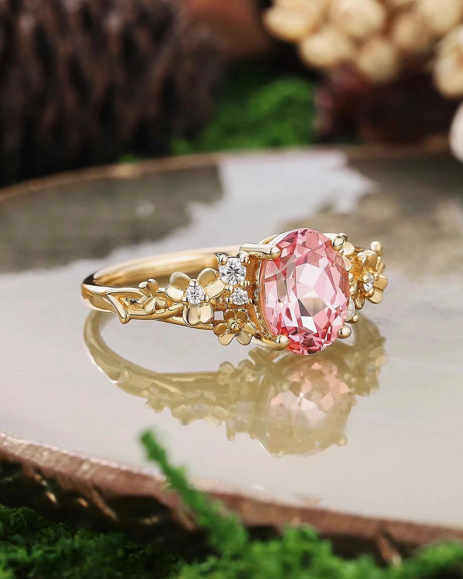 Leaf Inspired | Leaf Clover Design Papalacha Engagement Ring Set