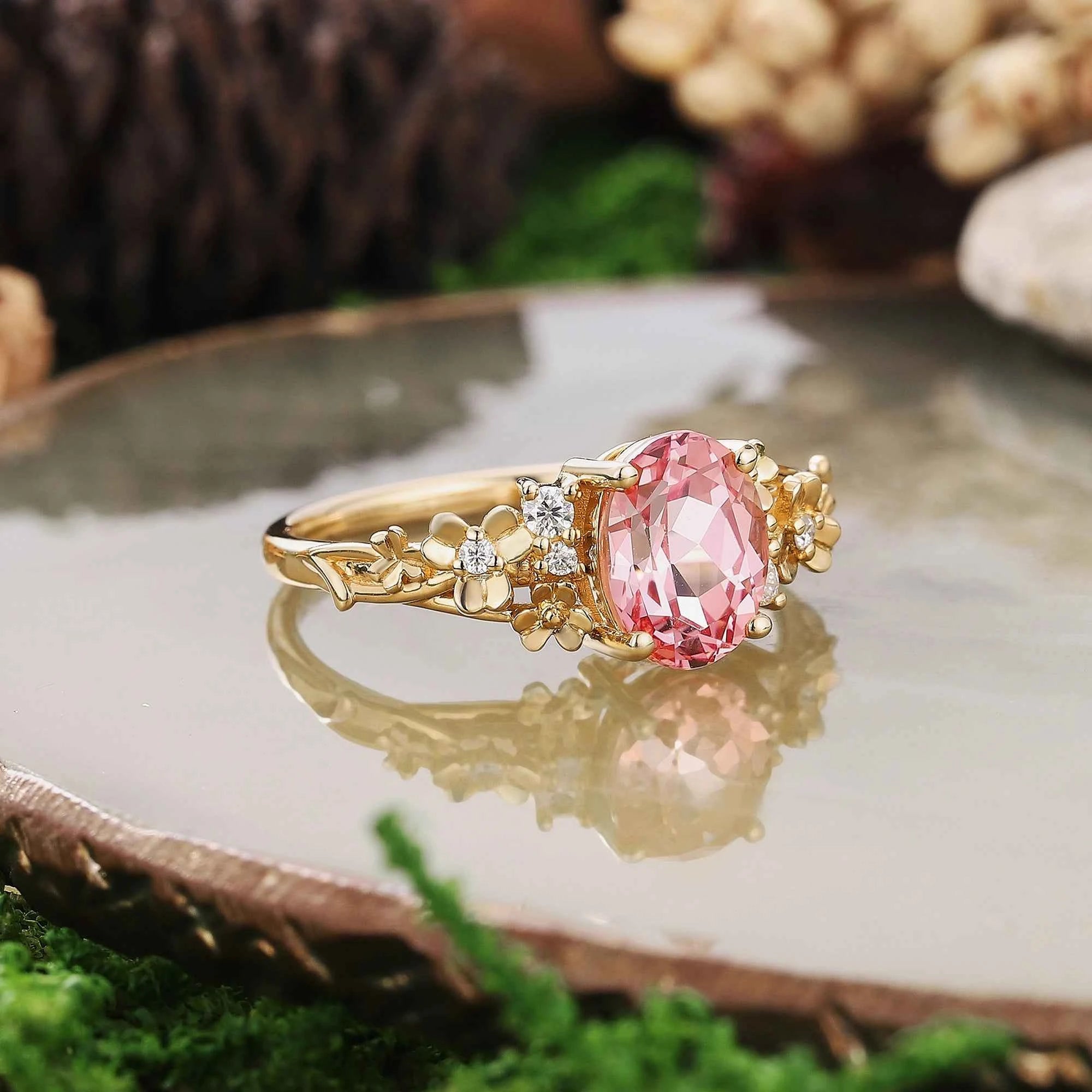 Leaf Inspired | Leaf Clover Design Papalacha Engagement Ring Set