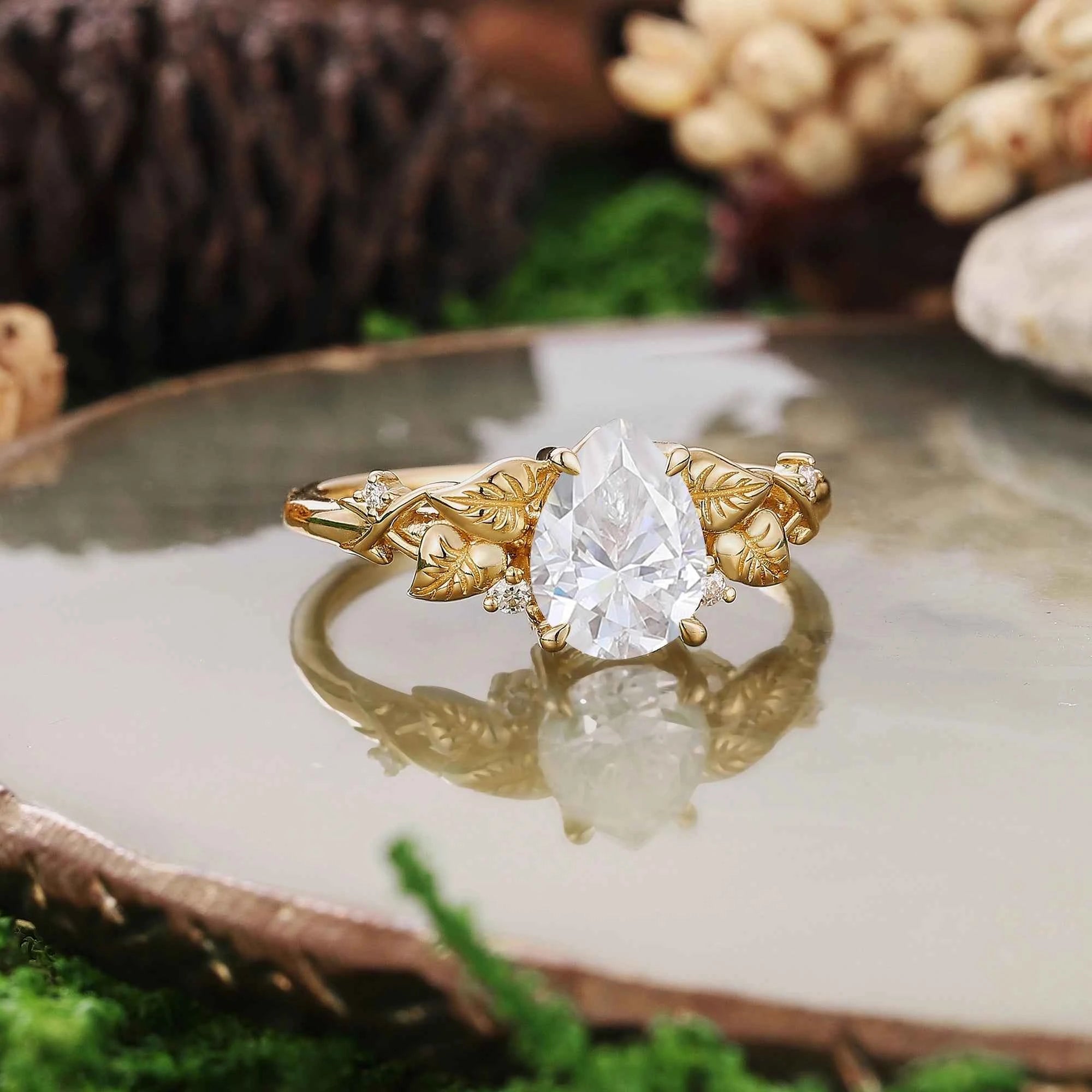 Leaf Inspired | Moning Glory Leaf Design Moissanite Engagement Ring